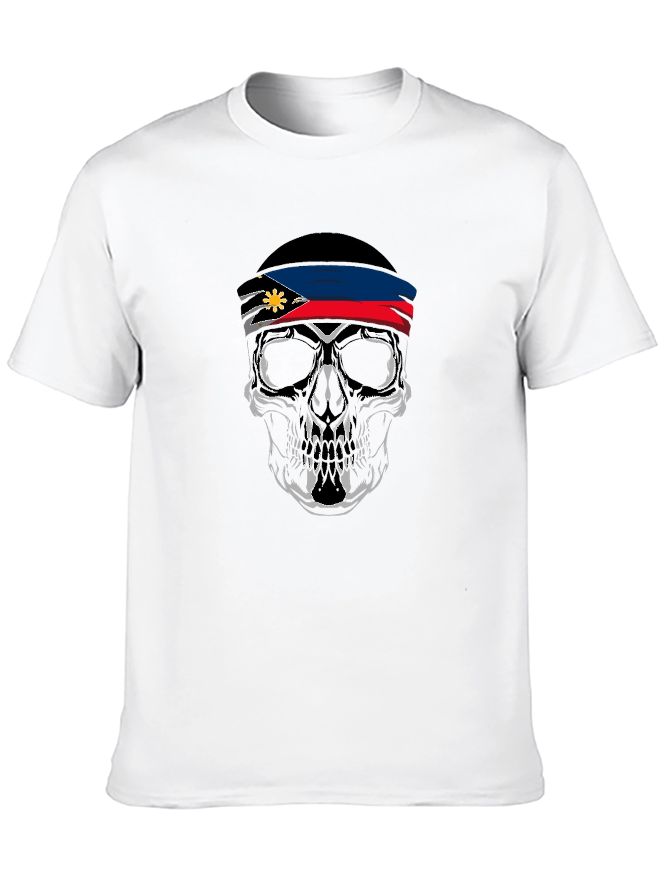 Skull Philippines Flag Bandana Black T-Shirt