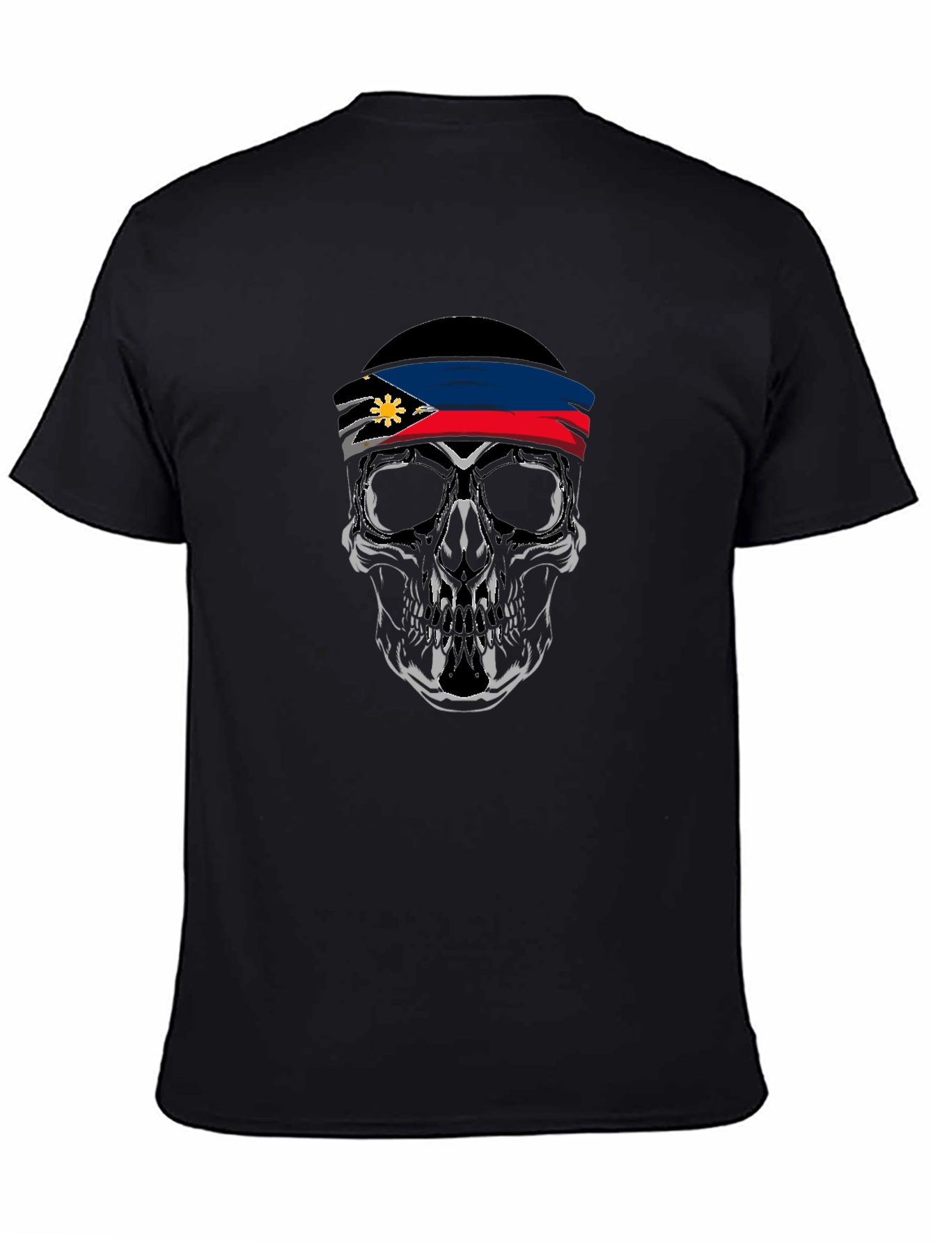 Skull Philippines Flag Bandana Black T-Shirt