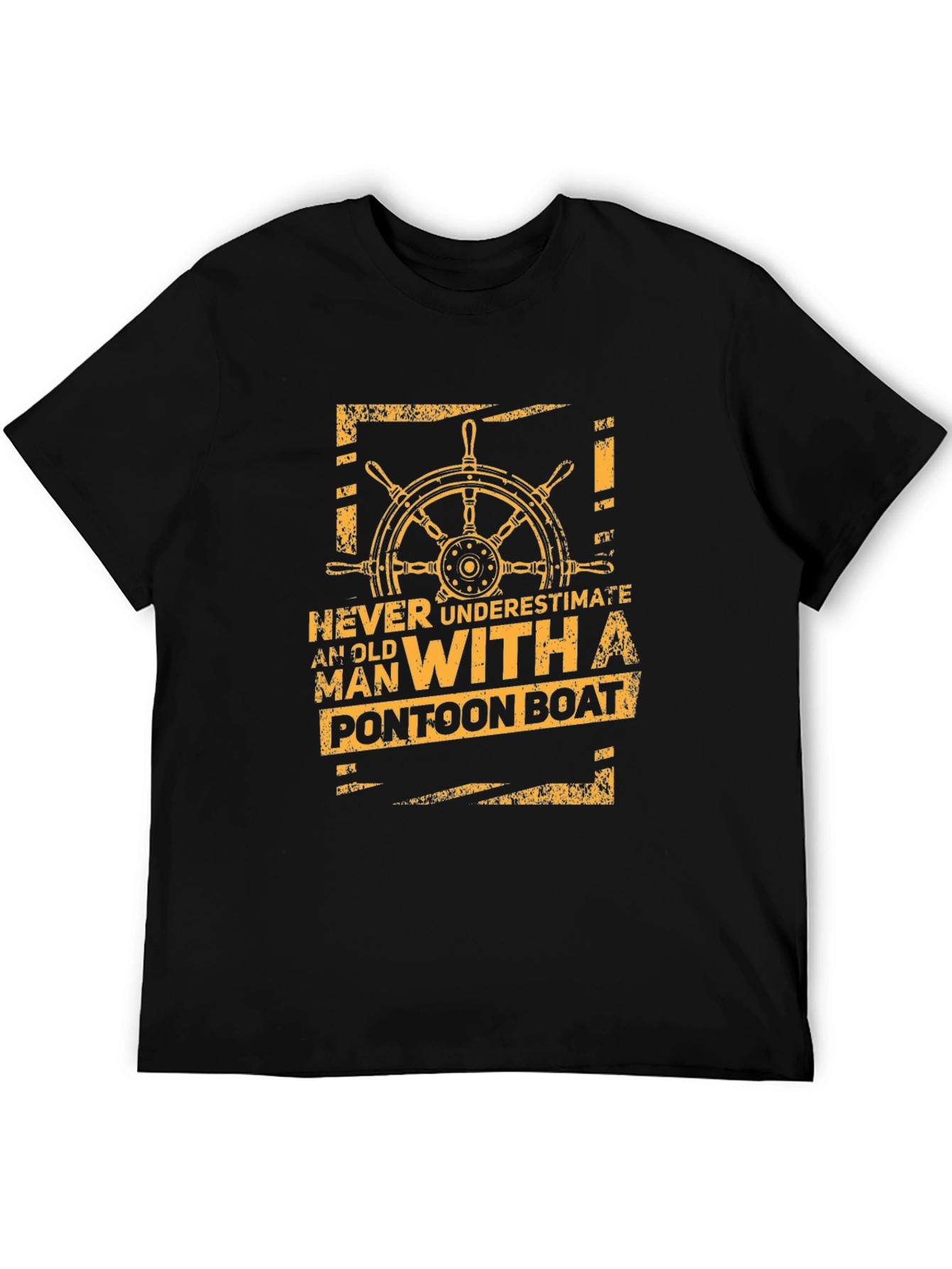 Never Underestimate Old Man Pontoon Boat Black T-Shirt