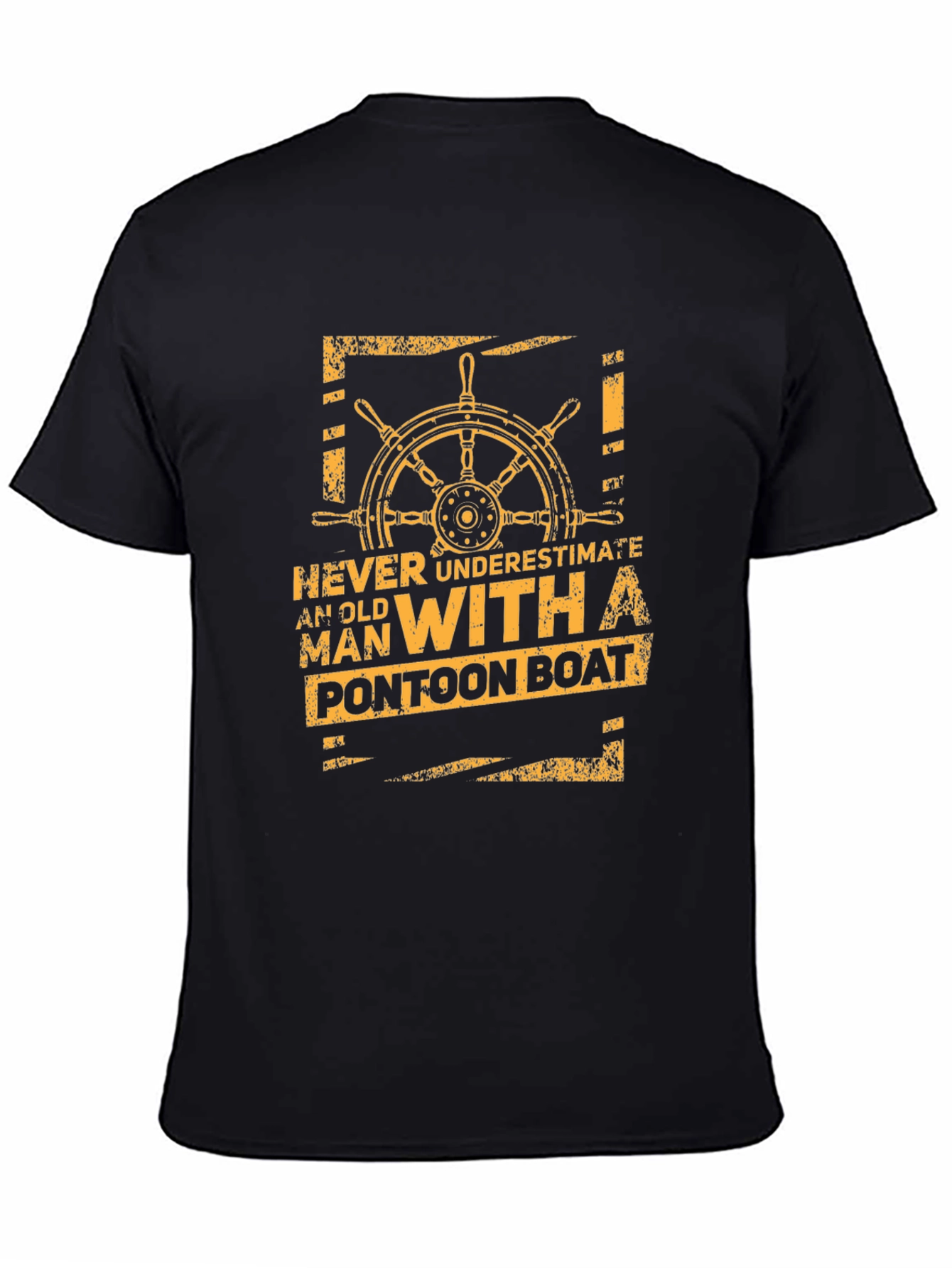 Never Underestimate Old Man Pontoon Boat Black T-Shirt