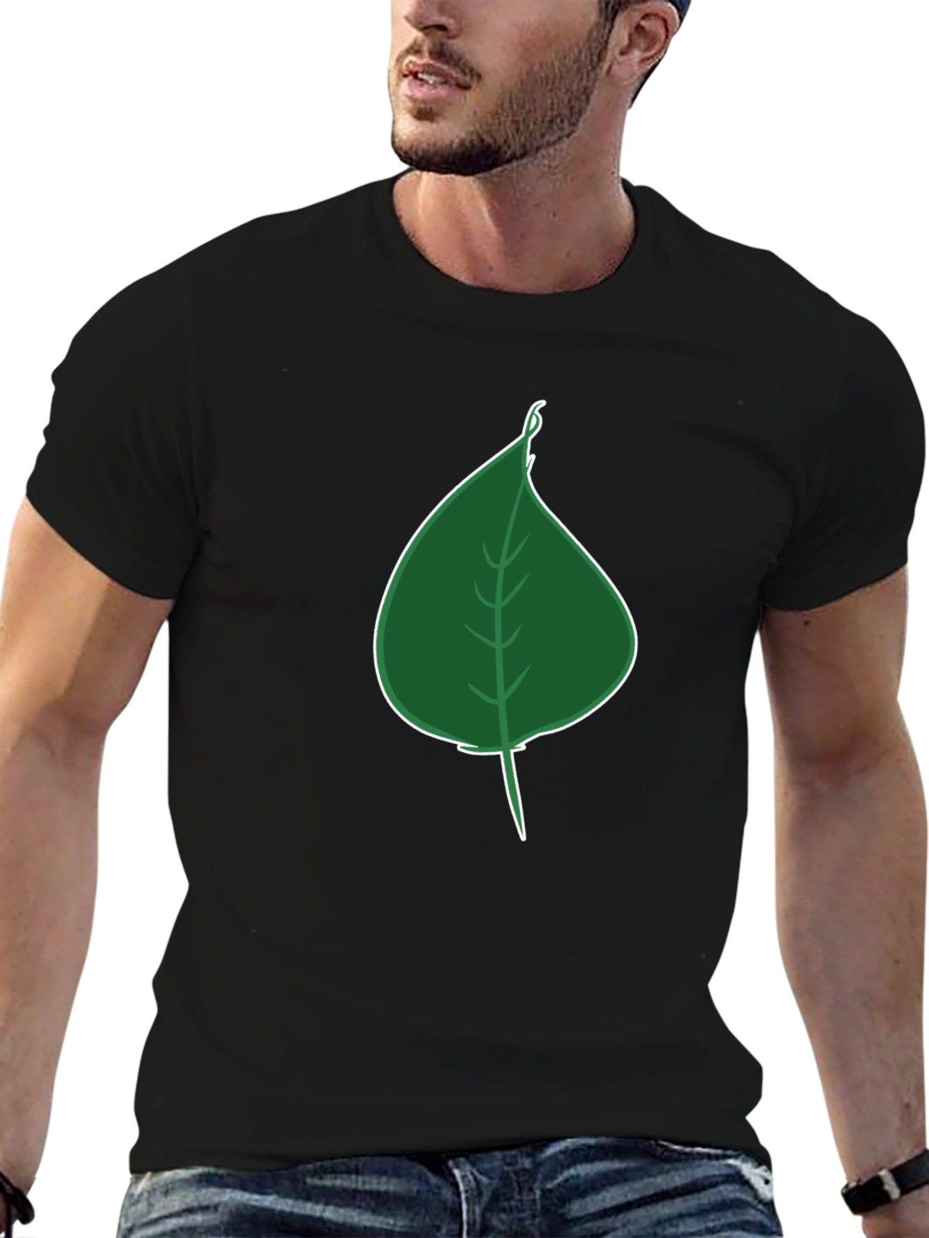 Leaf Graphic Tee - Black Casual T-Shirt