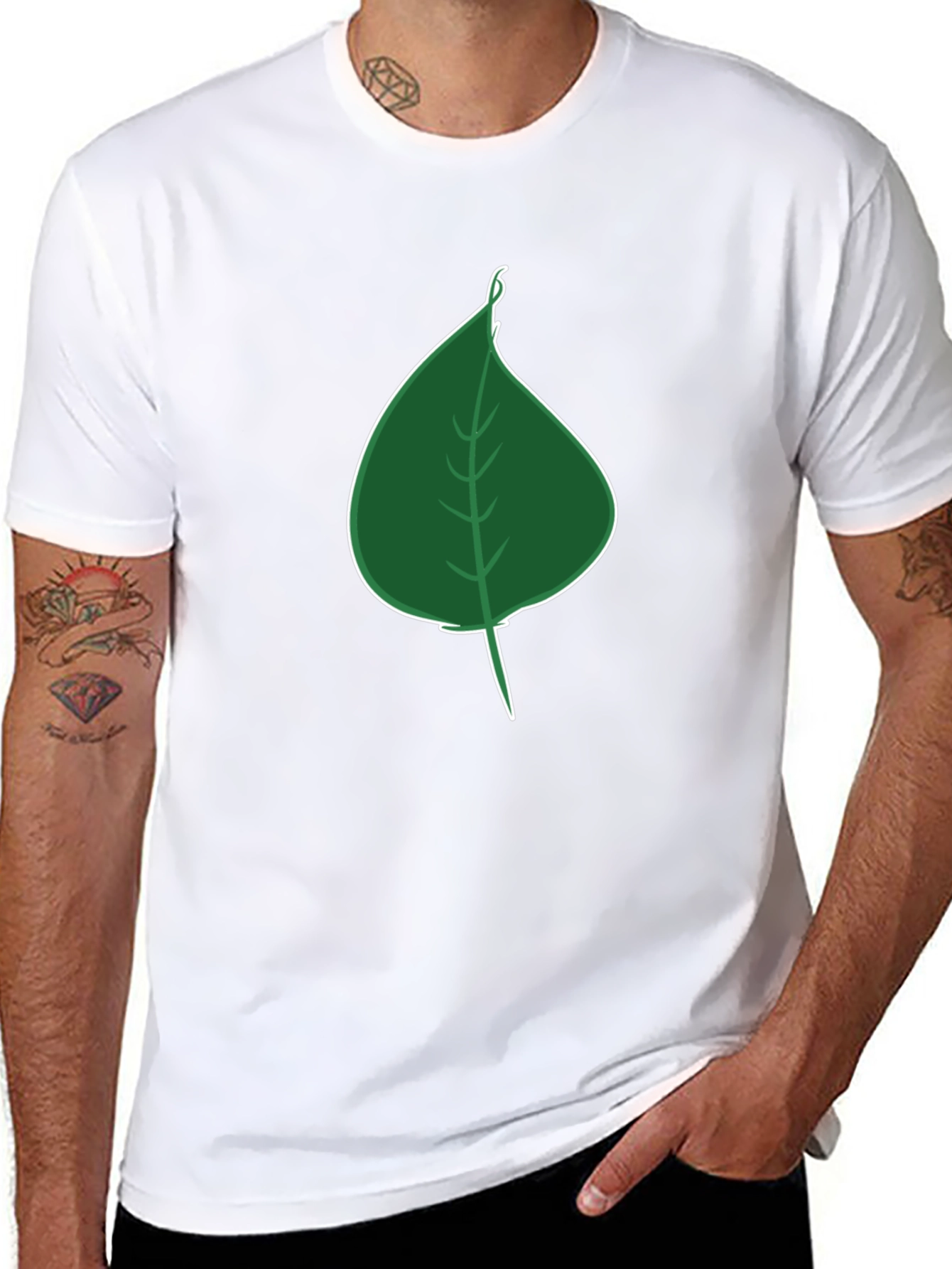 Leaf Graphic Tee - Black Casual T-Shirt