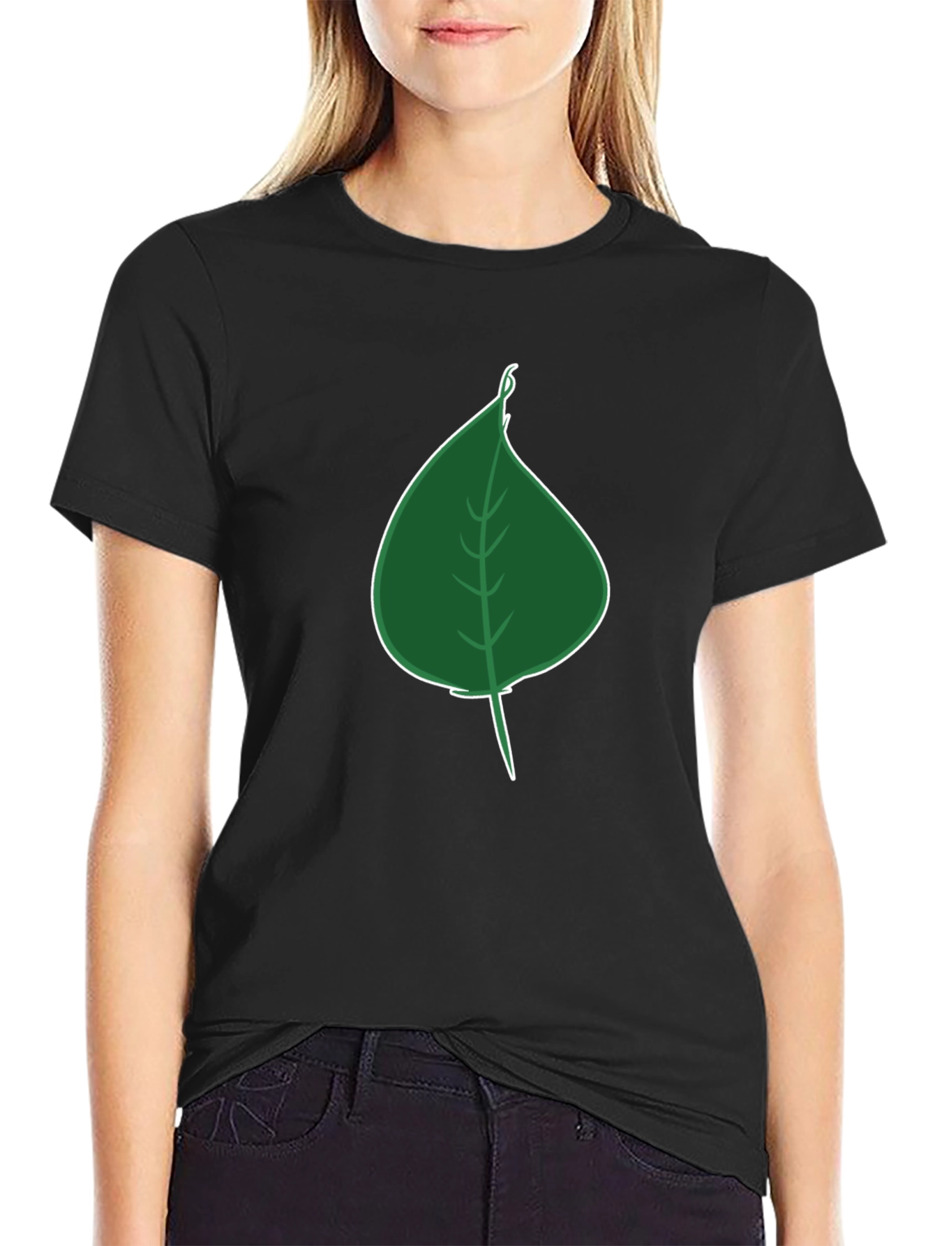 Leaf Graphic Tee - Black Casual T-Shirt