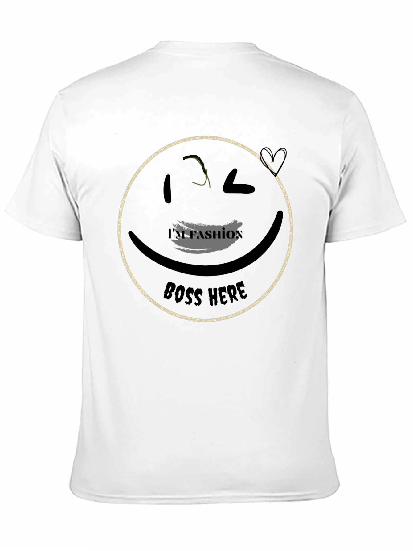 Trendy Black T-Shirt with Graphic Smiley Face Design