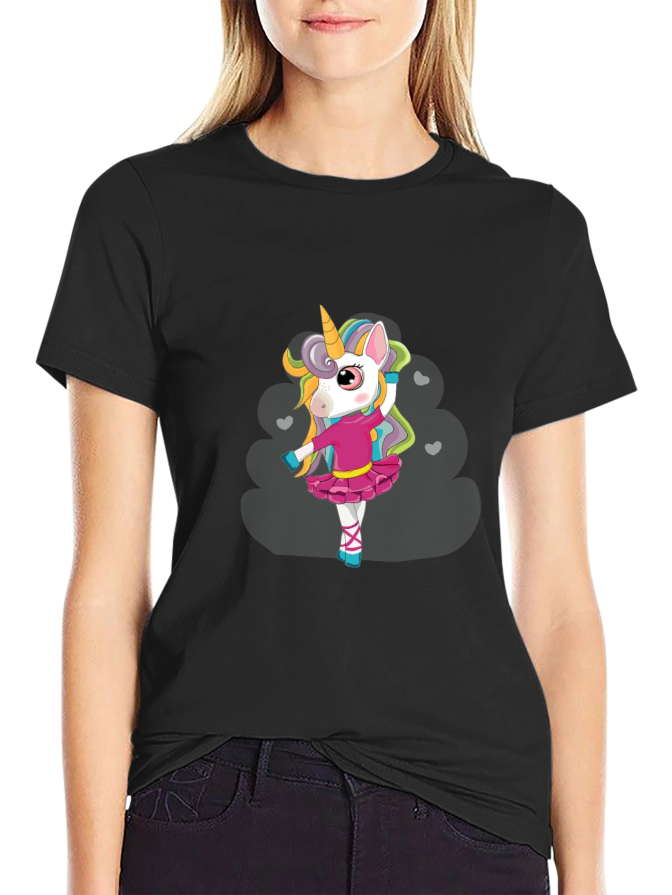 Unicorn Ballerina Black T-Shirt