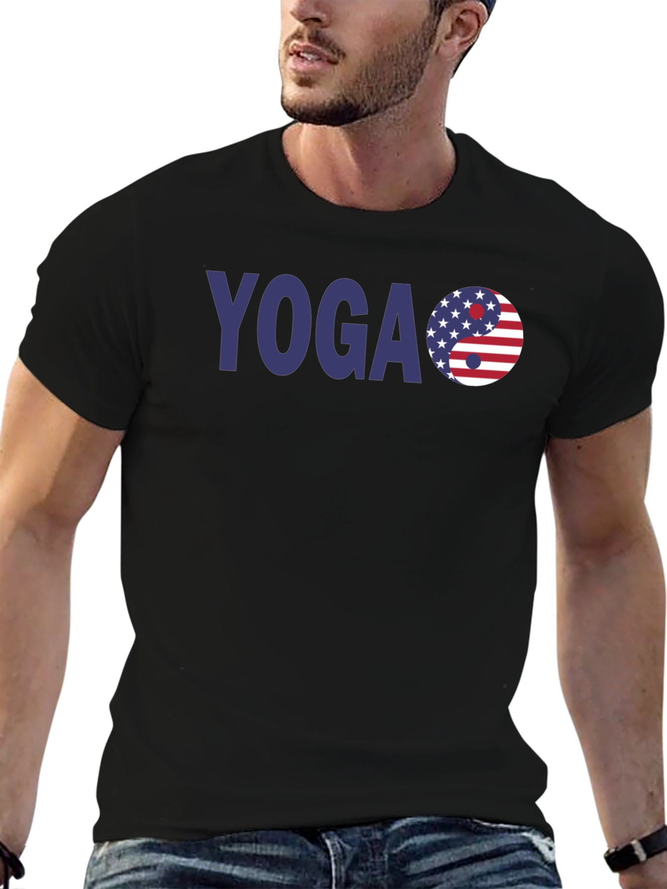 Yoga USA Flag Yin Yang T-Shirt - Patriotic Style