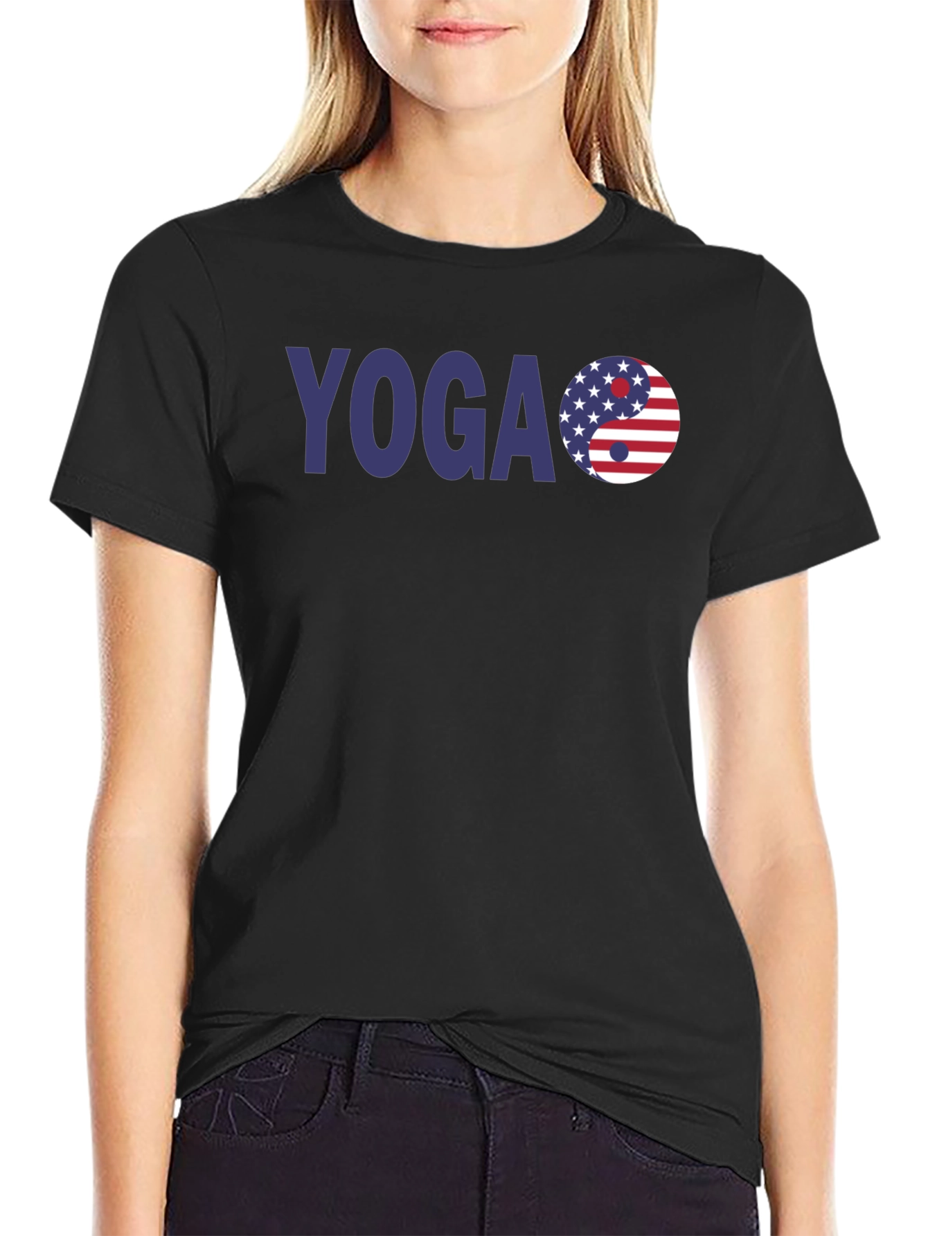 Yoga USA Flag Yin Yang T-Shirt - Patriotic Style