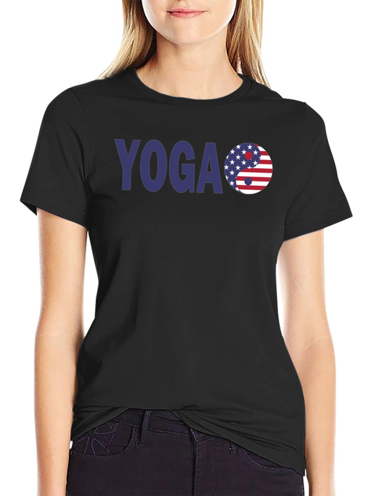 Yoga USA Flag Yin Yang T-Shirt - Patriotic Style