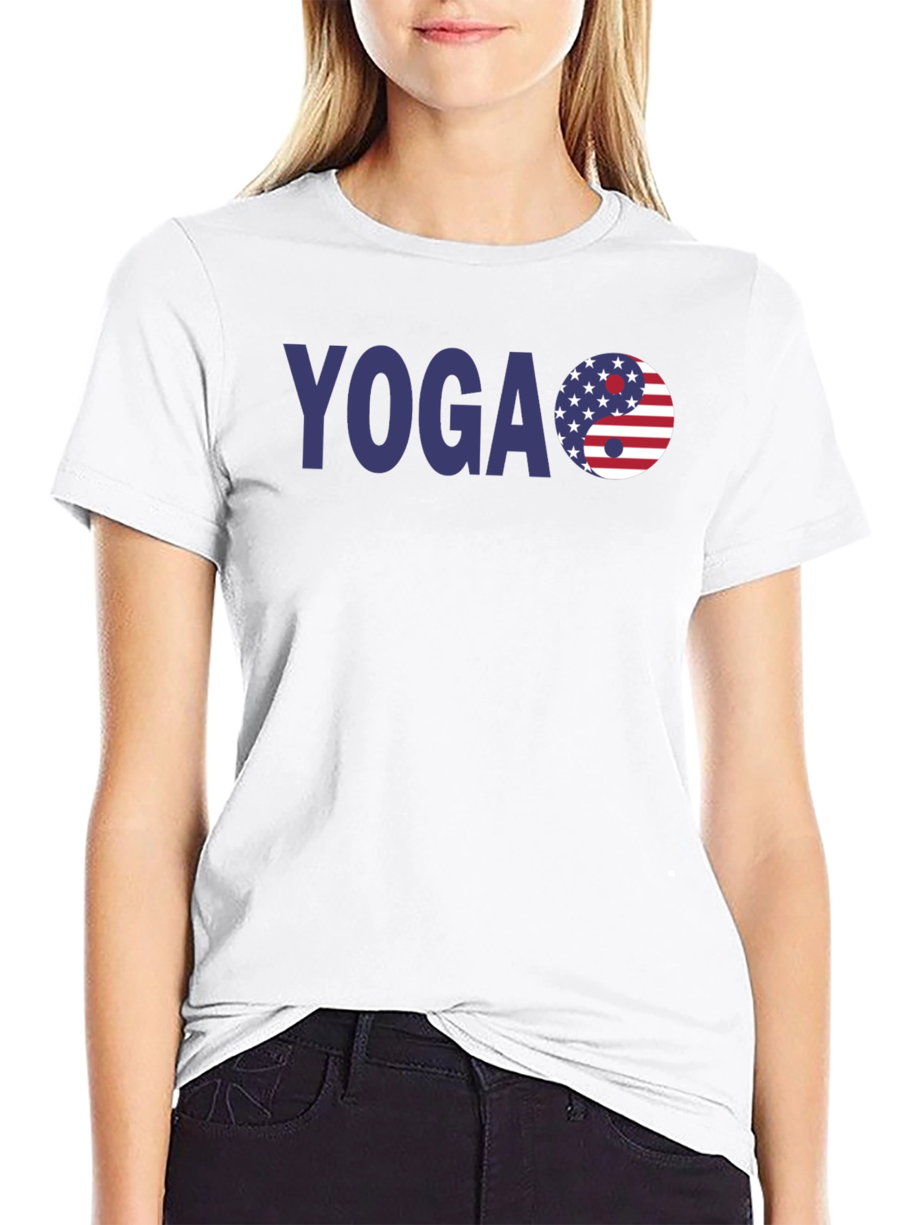 Yoga USA Flag Yin Yang T-Shirt - Patriotic Style