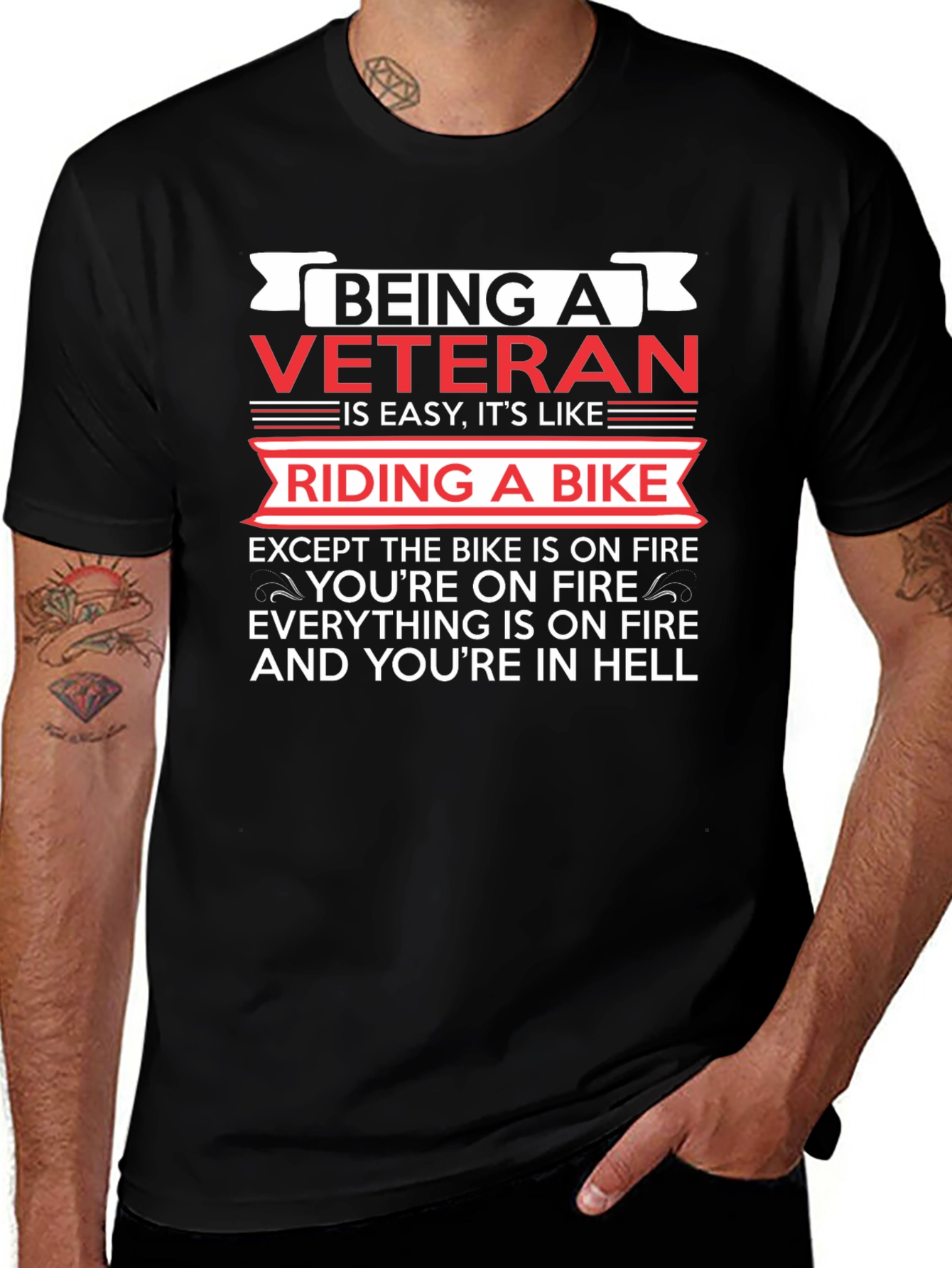 Veteran Biker Humor T-Shirt - Riding in Hell