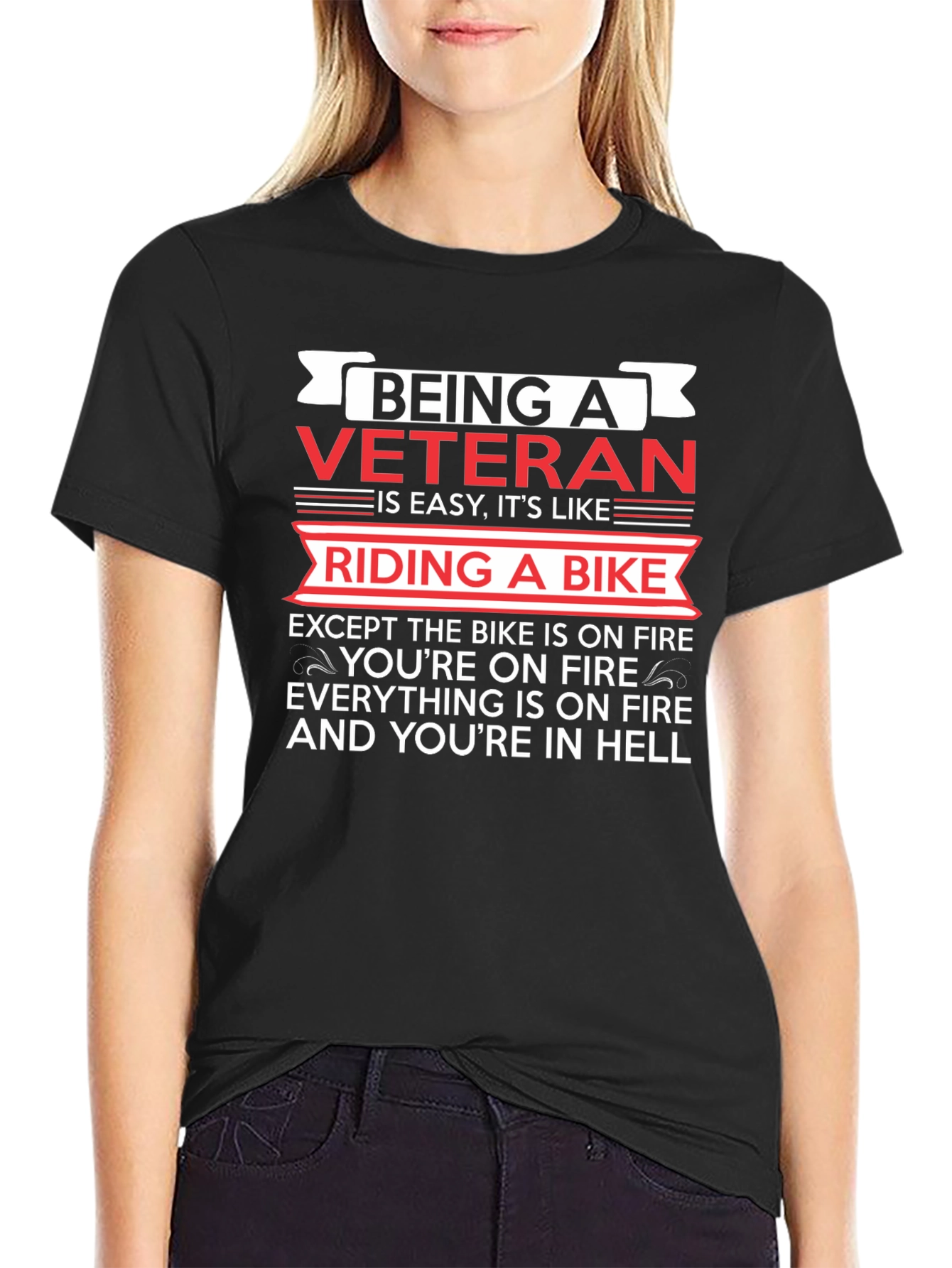 Veteran Biker Humor T-Shirt - Riding in Hell