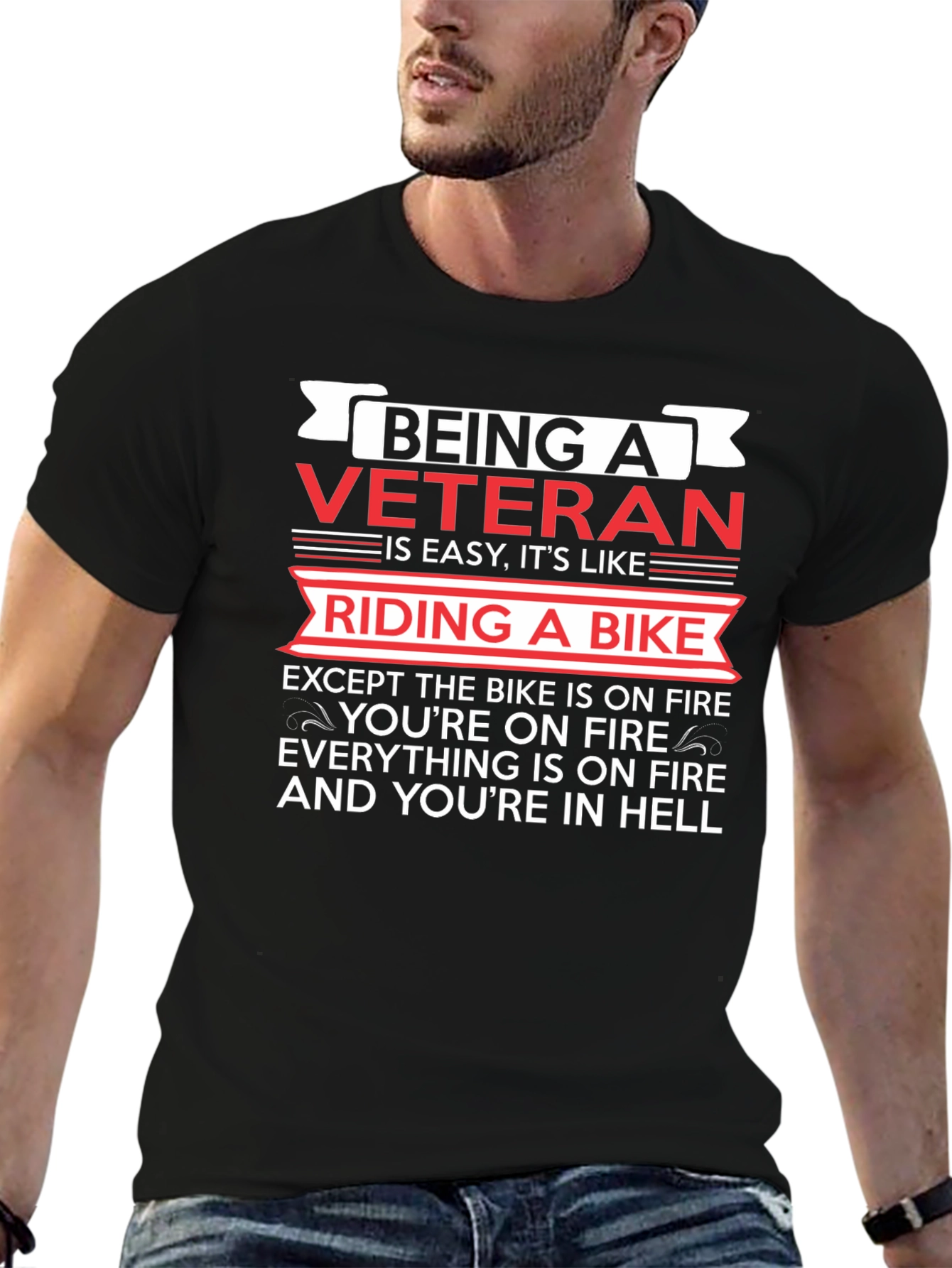 Veteran Biker Humor T-Shirt - Riding in Hell