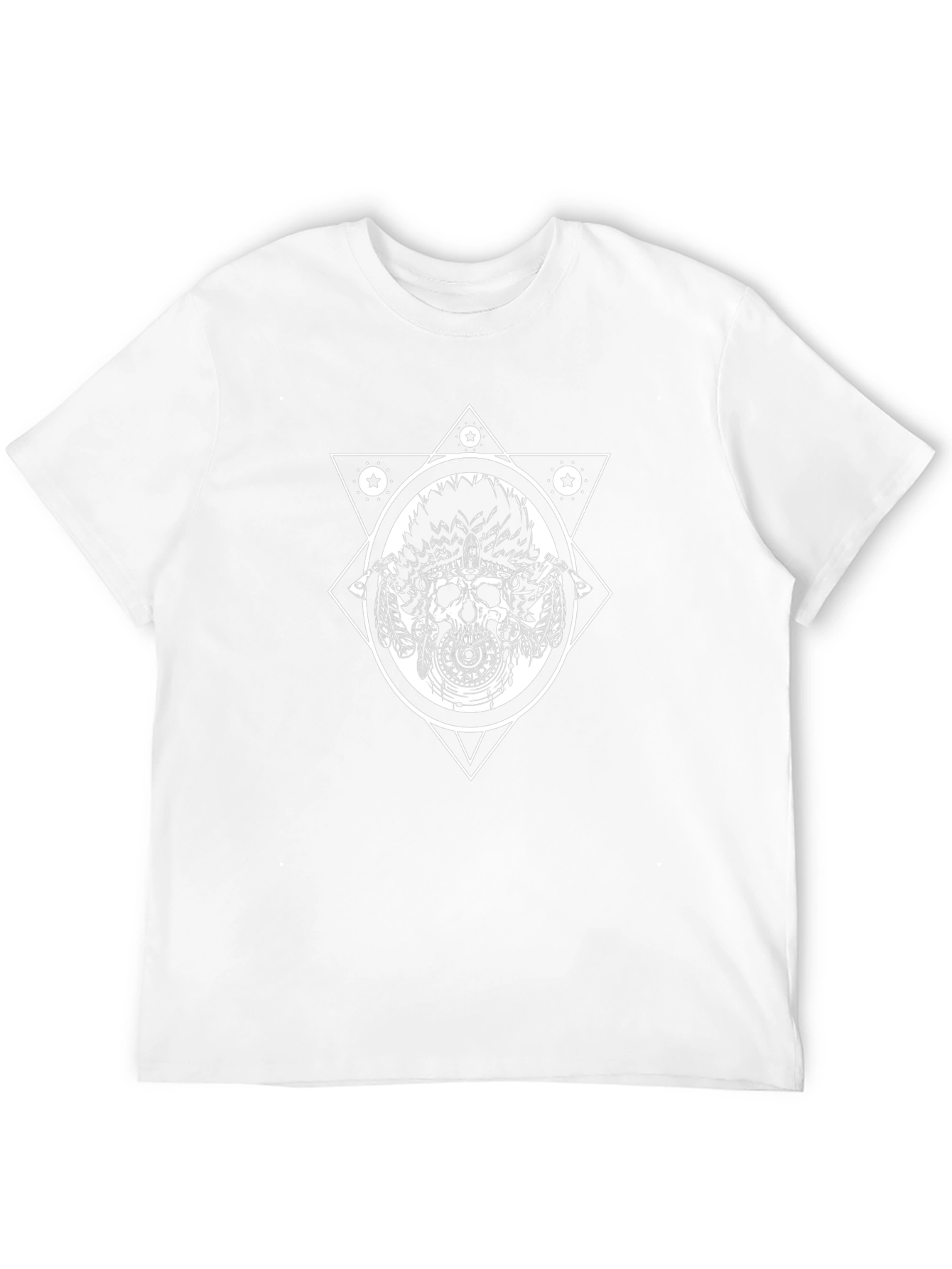 Skull Headdress Graphic Tee - Black Cotton T-Shirt