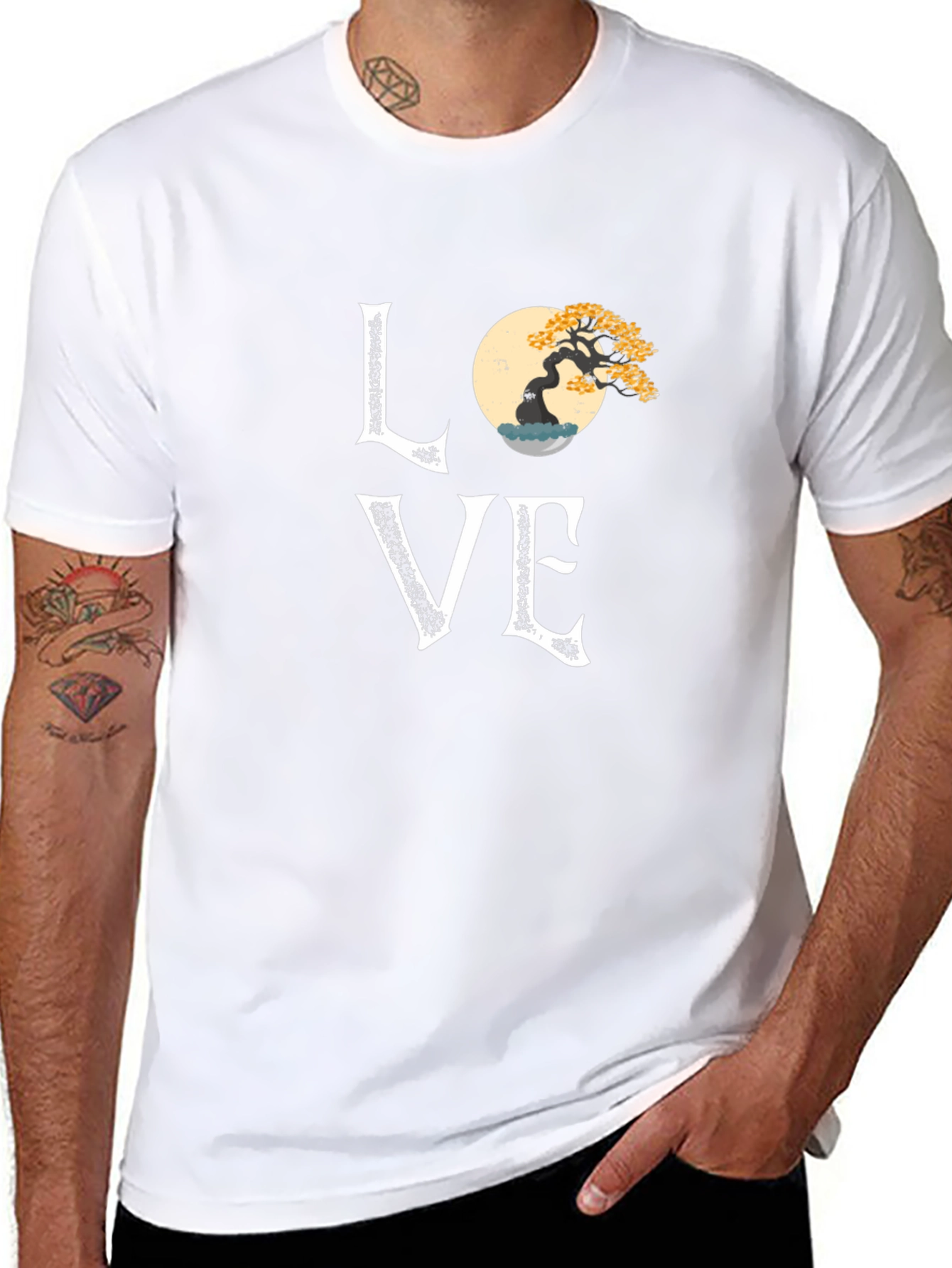 Bonsai Tree Love Graphic Tee - Artistic Nature T-Shirt