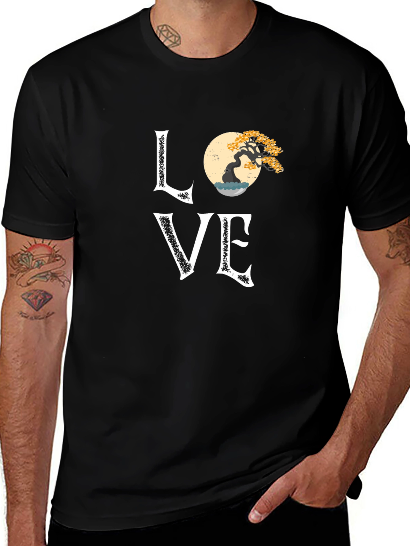 Bonsai Tree Love Graphic Tee - Artistic Nature T-Shirt