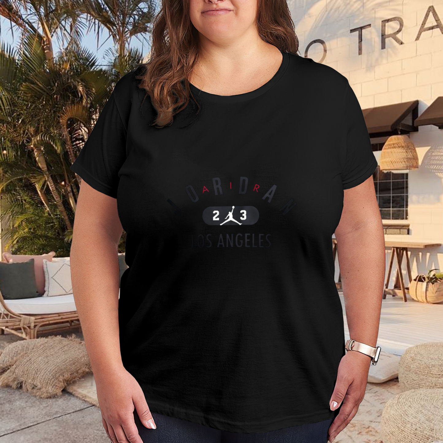 Jordan Los Angeles Sport Inspired Plus?Size Black Women Tee