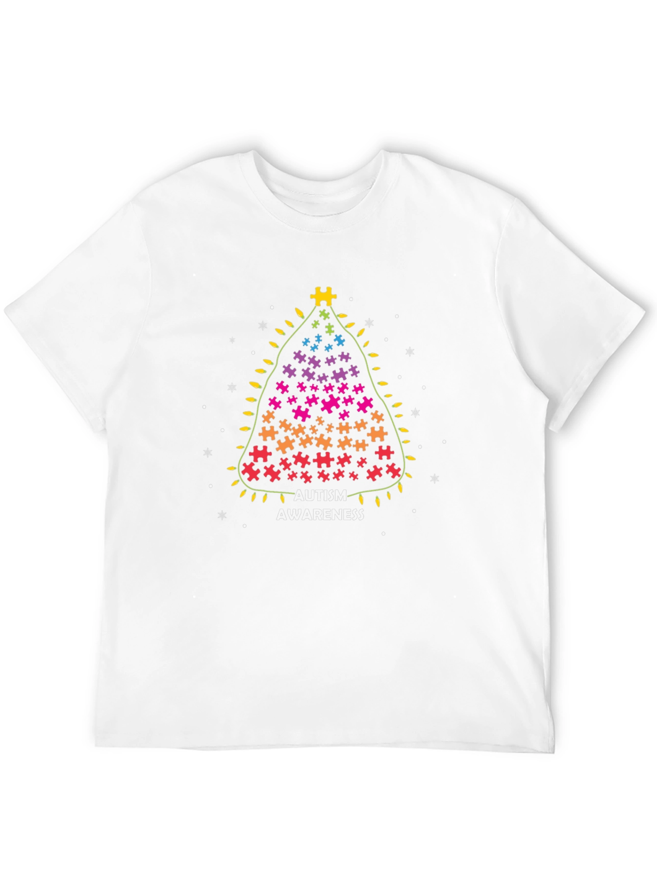 Autism Awareness Christmas Puzzle Tree Graphic Tee