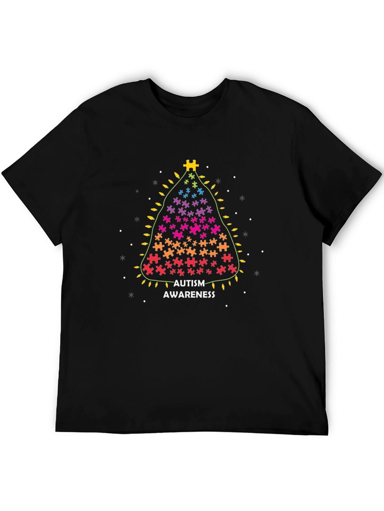 Autism Awareness Christmas Puzzle Tree Graphic Tee