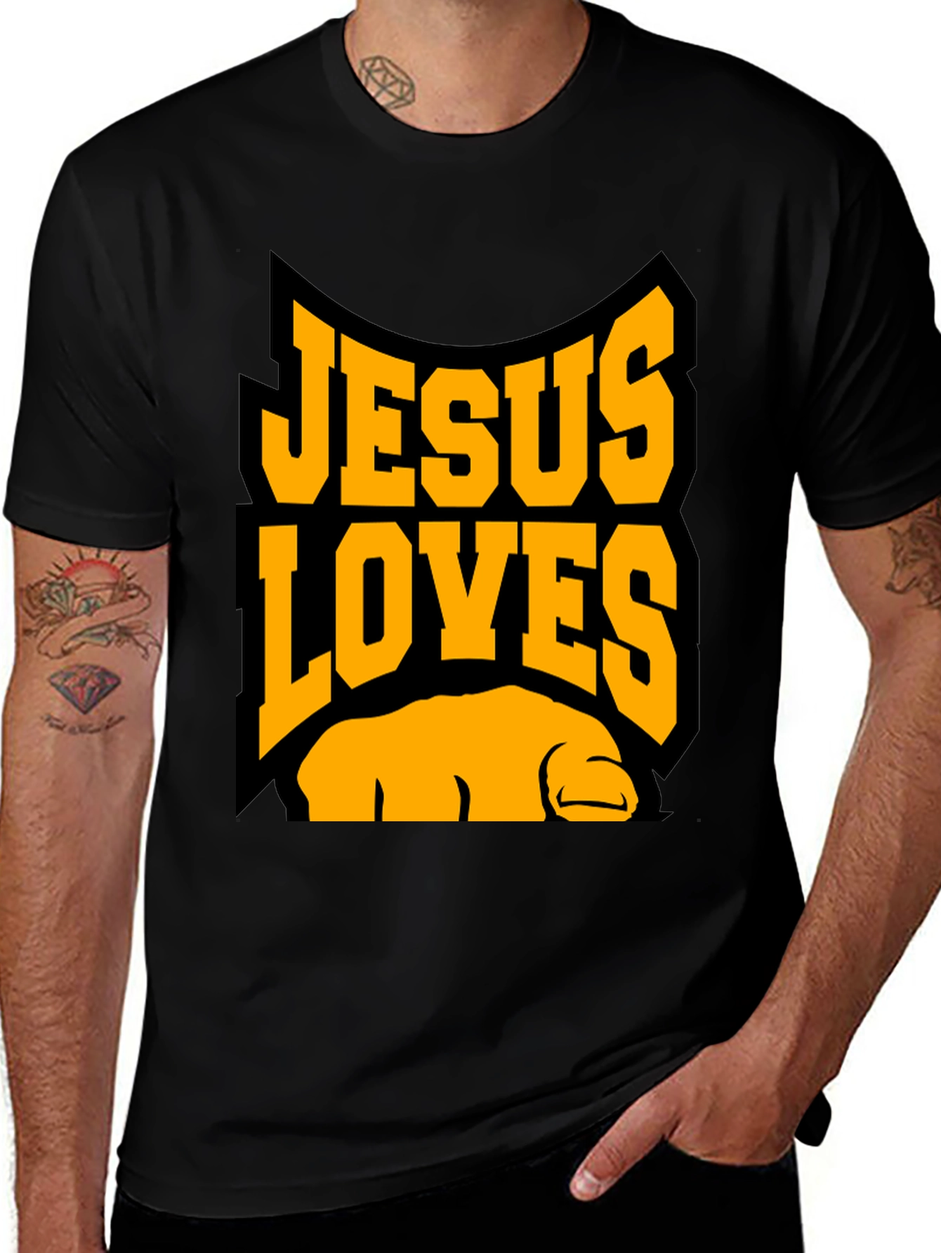 Jesus Loves You Black Graphic Tee