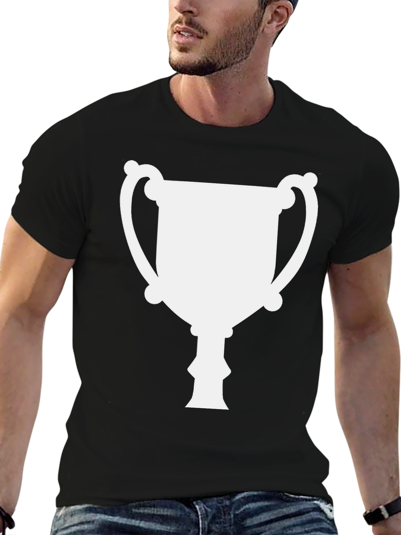 Trophy Graphic Tee - Black Cotton T-Shirt