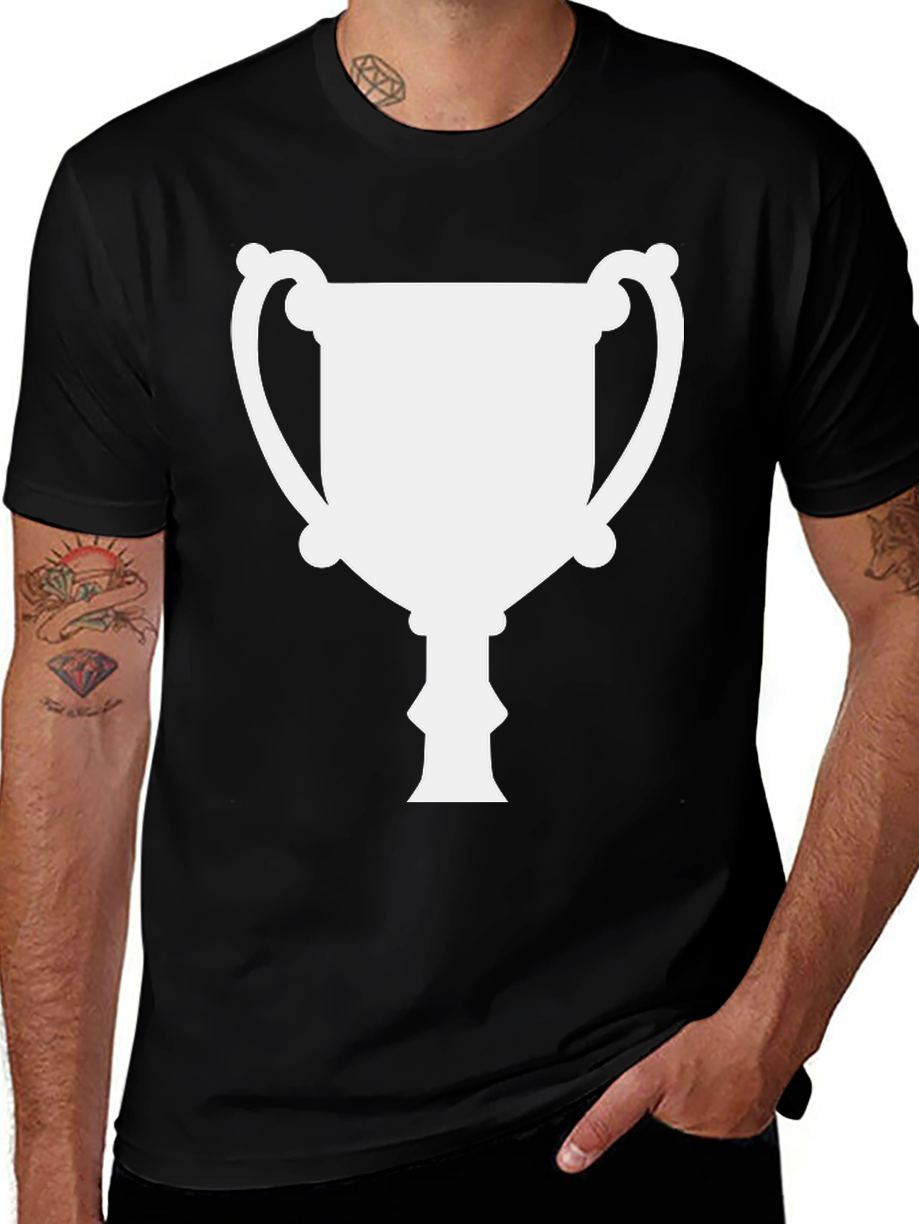 Trophy Graphic Tee - Black Cotton T-Shirt