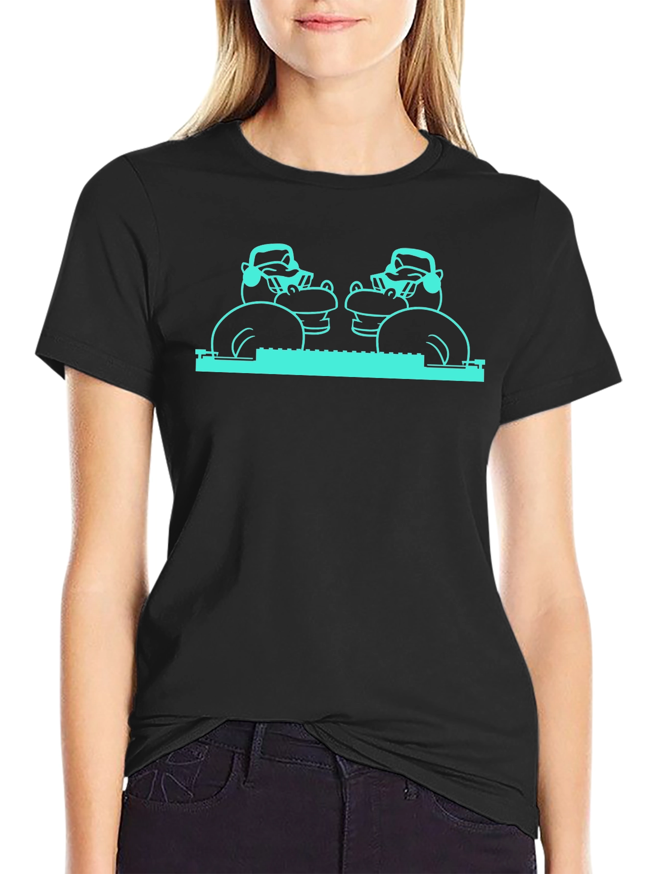 Hippo DJ Graphic Tee - Quirky Music Lover Shirt
