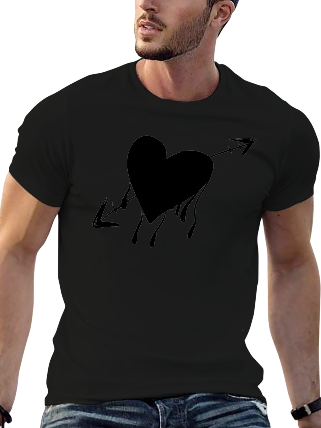 Heart Arrow Graphic Tee - Black