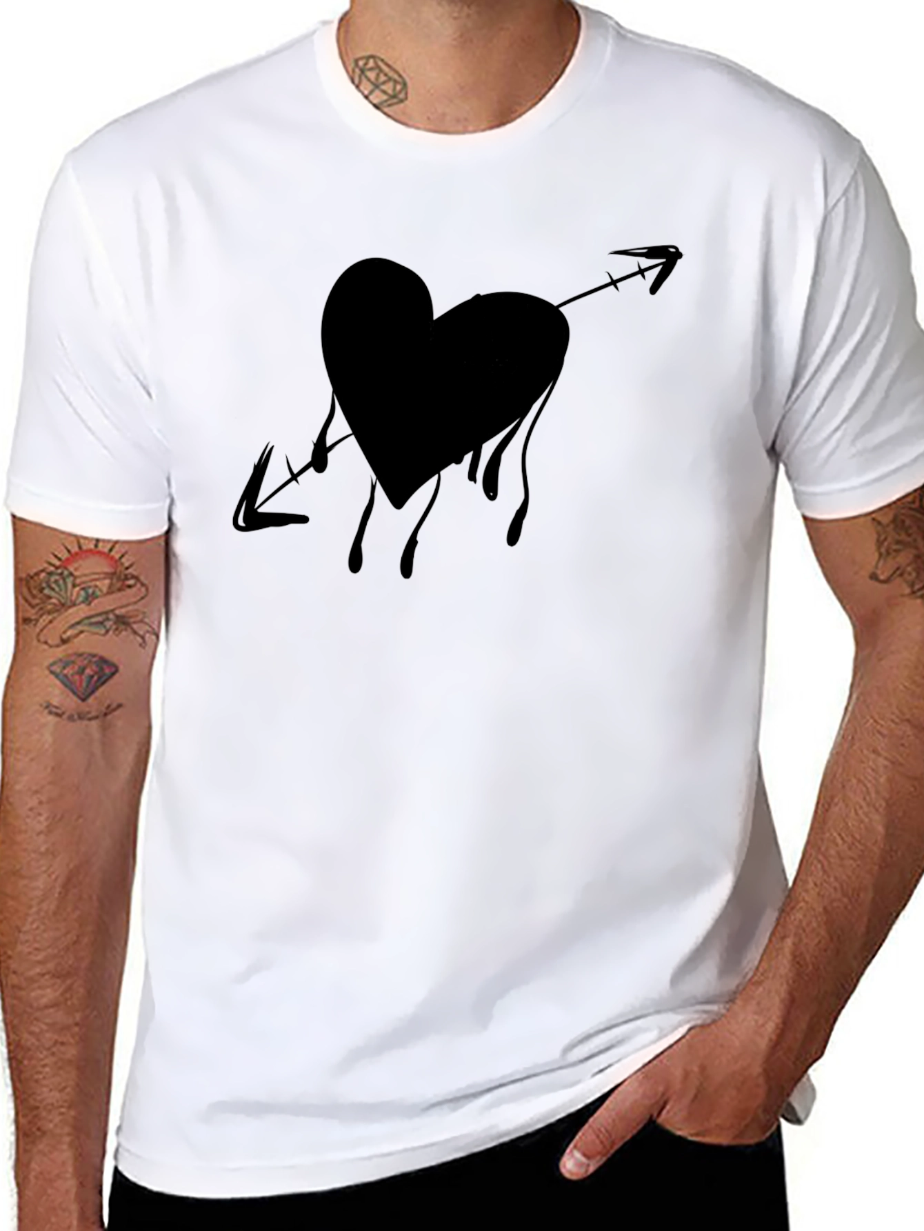 Heart Arrow Graphic Tee - Black