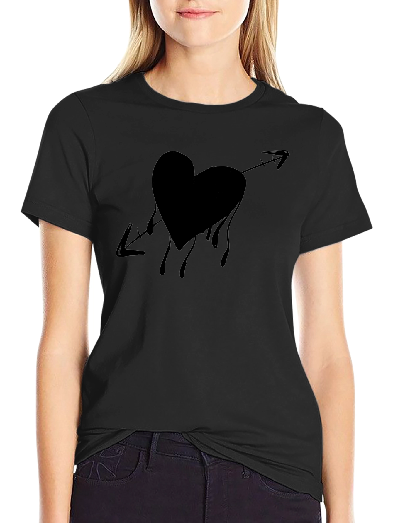 Heart Arrow Graphic Tee - Black