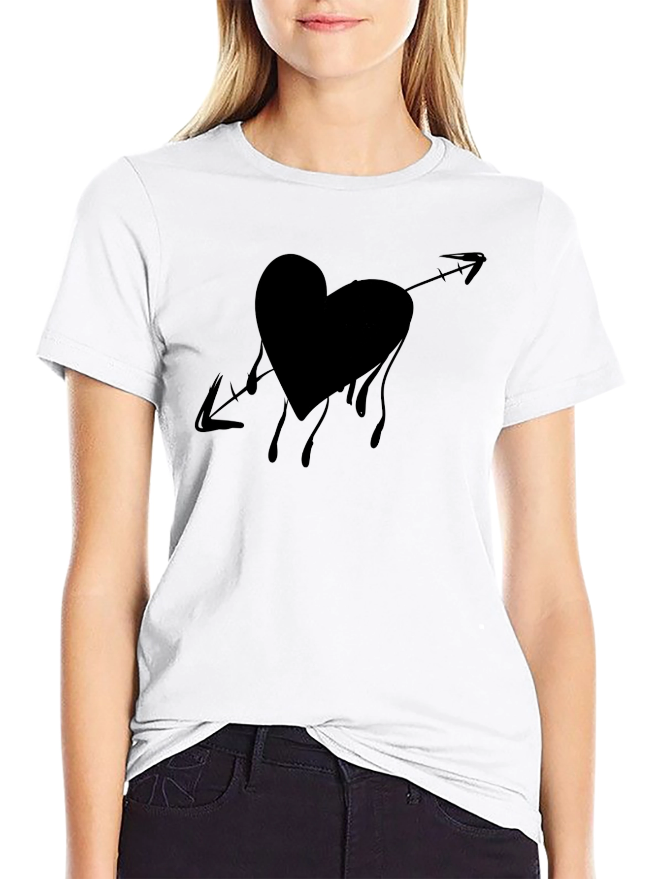 Heart Arrow Graphic Tee - Black