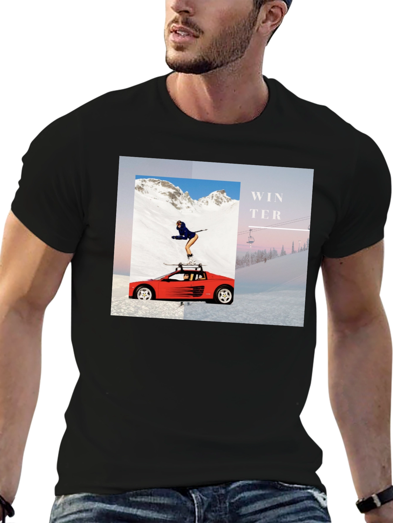 Winter Scene Graphic Tee - Unisex Black T-Shirt