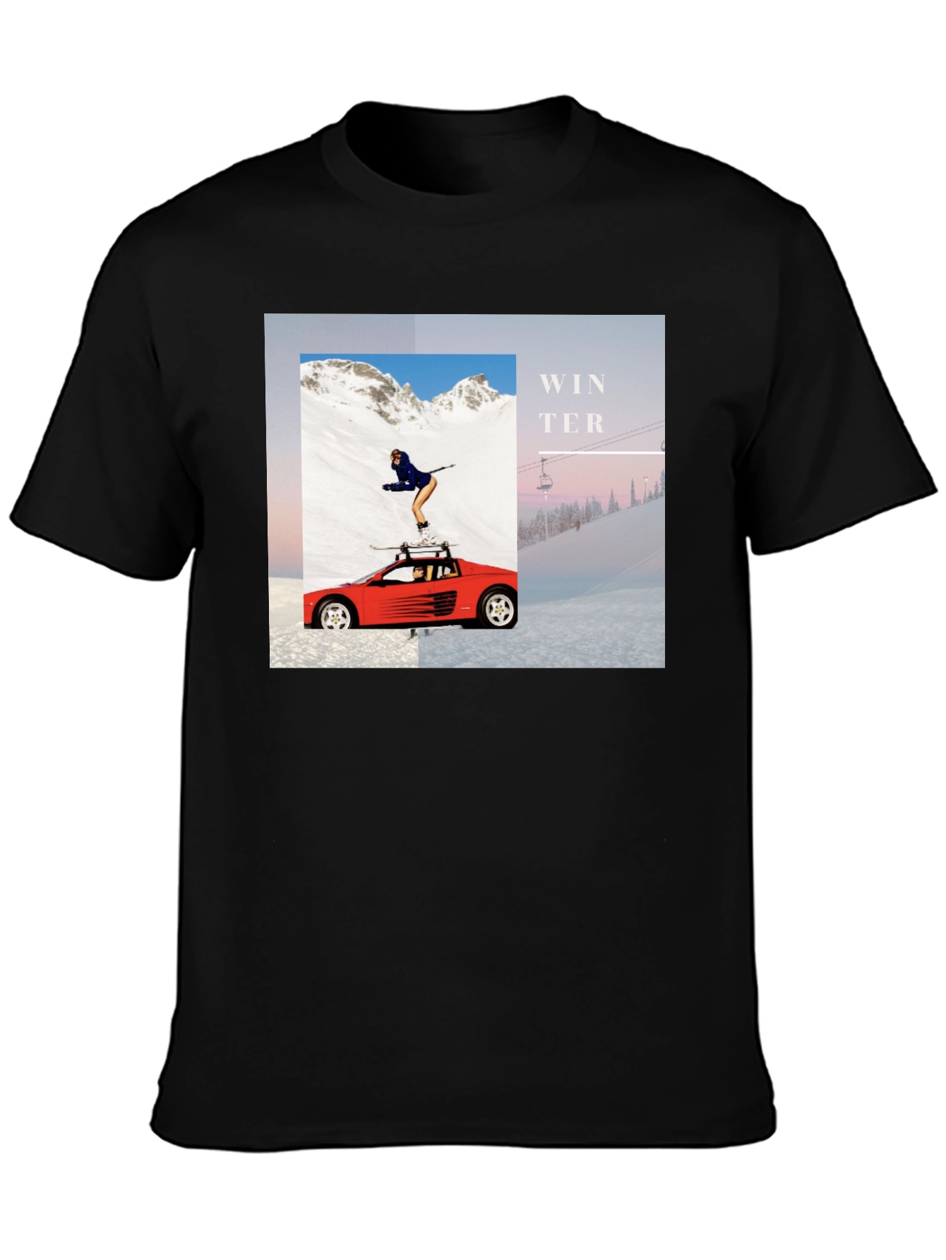 Winter Scene Graphic Tee - Unisex Black T-Shirt