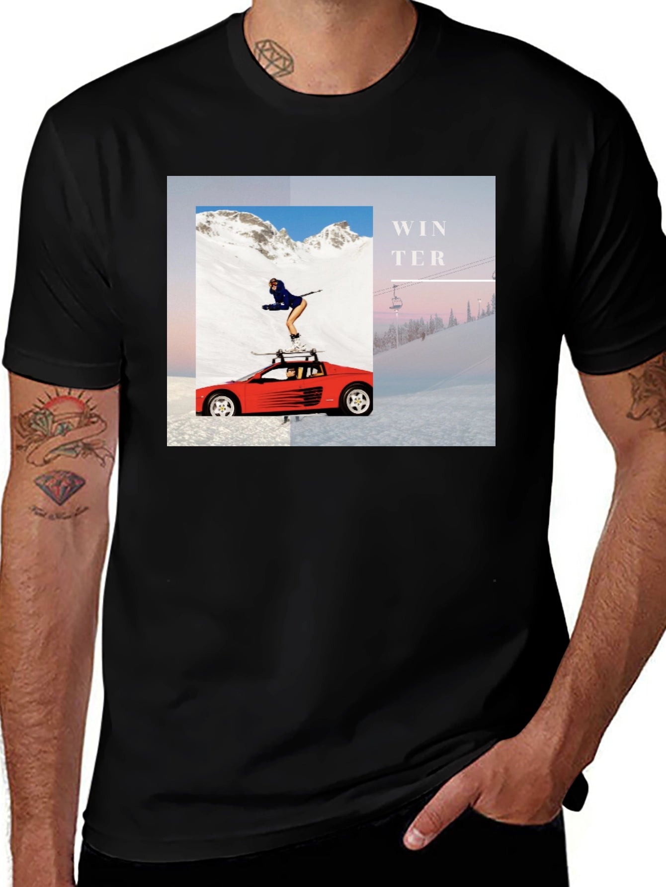 Winter Scene Graphic Tee - Unisex Black T-Shirt