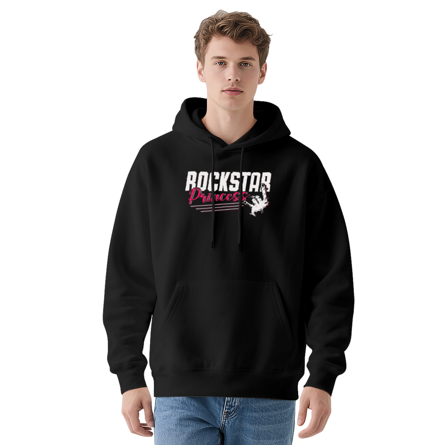 Retro Rockstar Princess Navy Graphic Hoodie