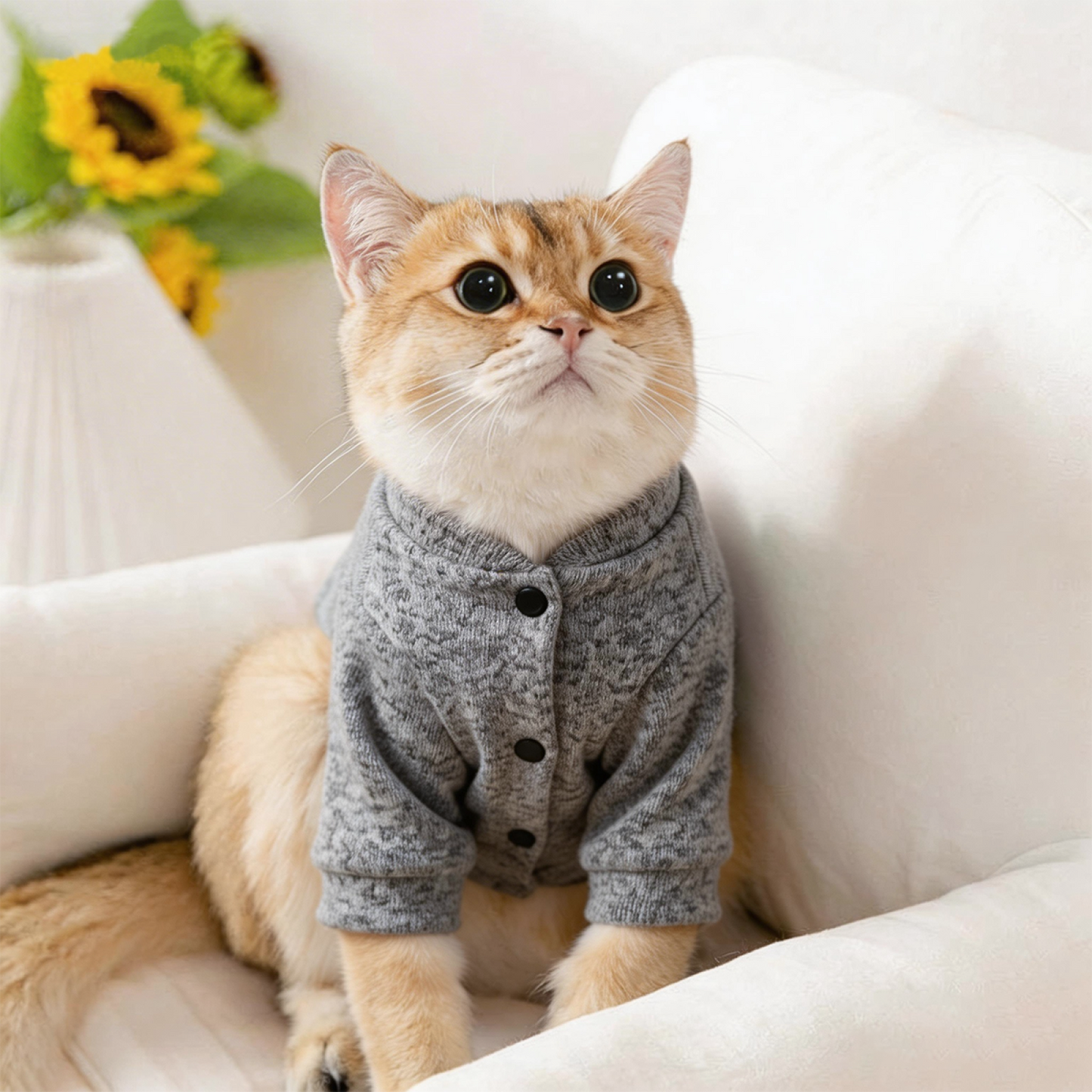 Sparkling Red Heart Print Soft Pet Cardigan Sweater