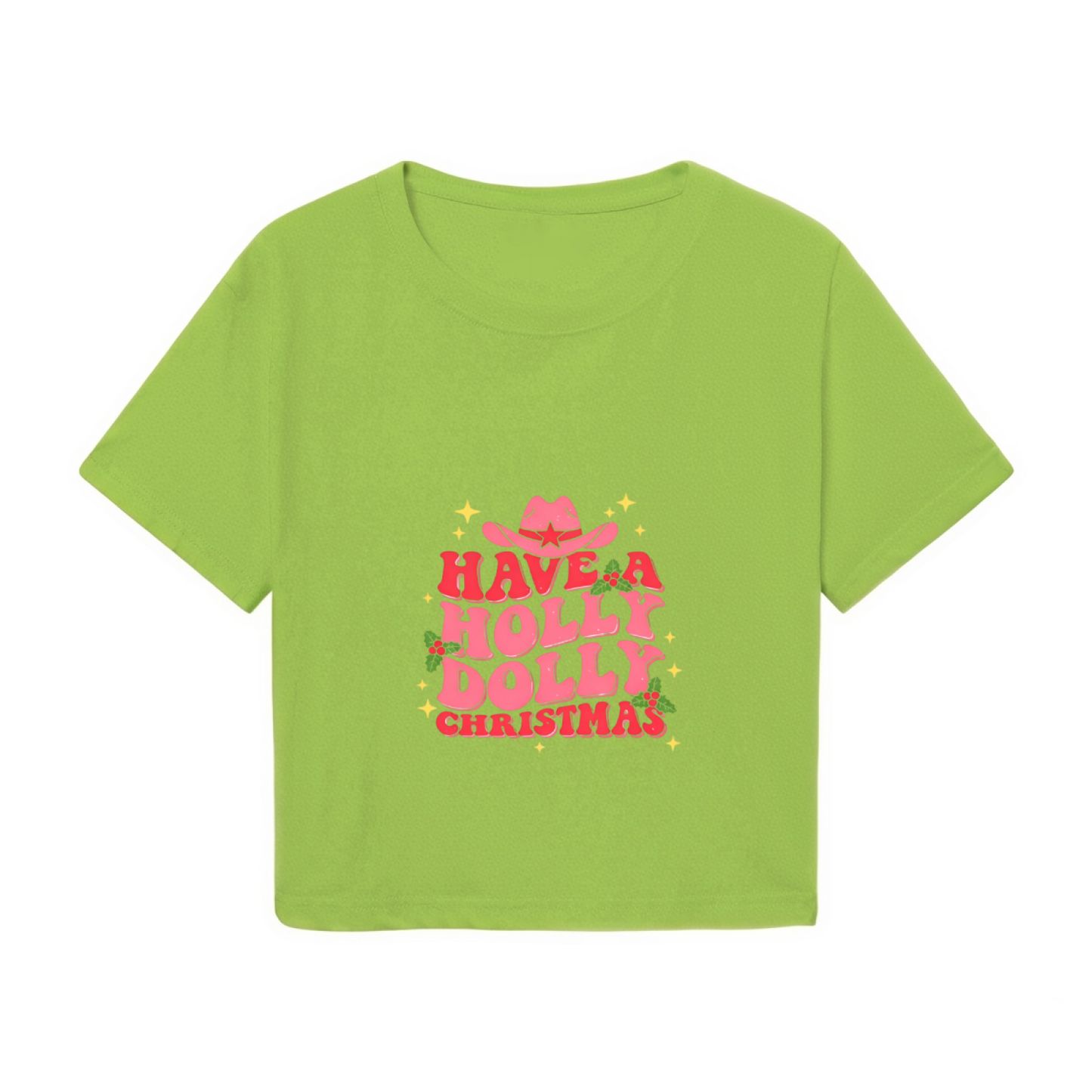 Have A Holly Dolly Christmas Cowgirl Western Crop Top