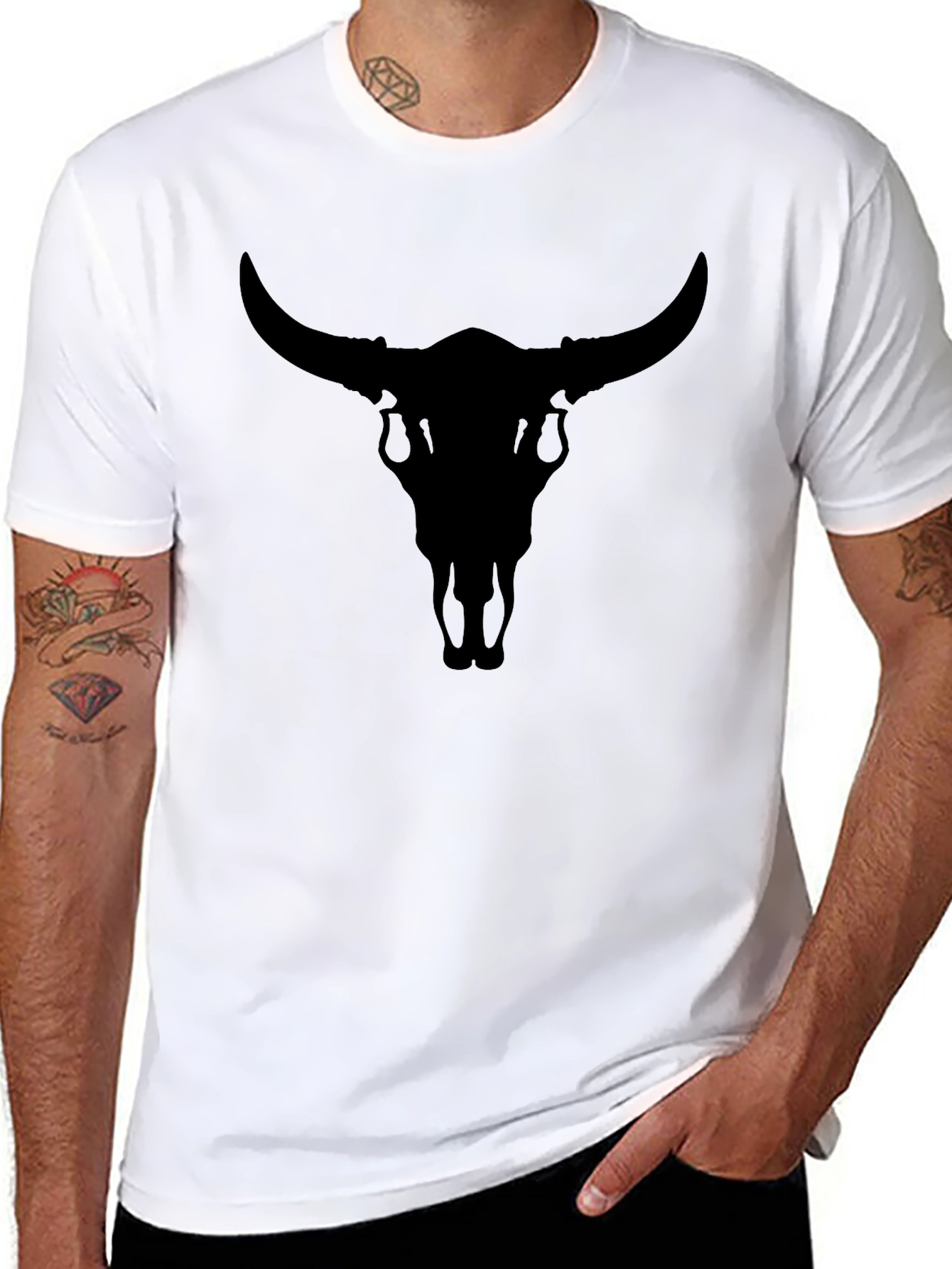 Black Bull Skull Graphic Tee