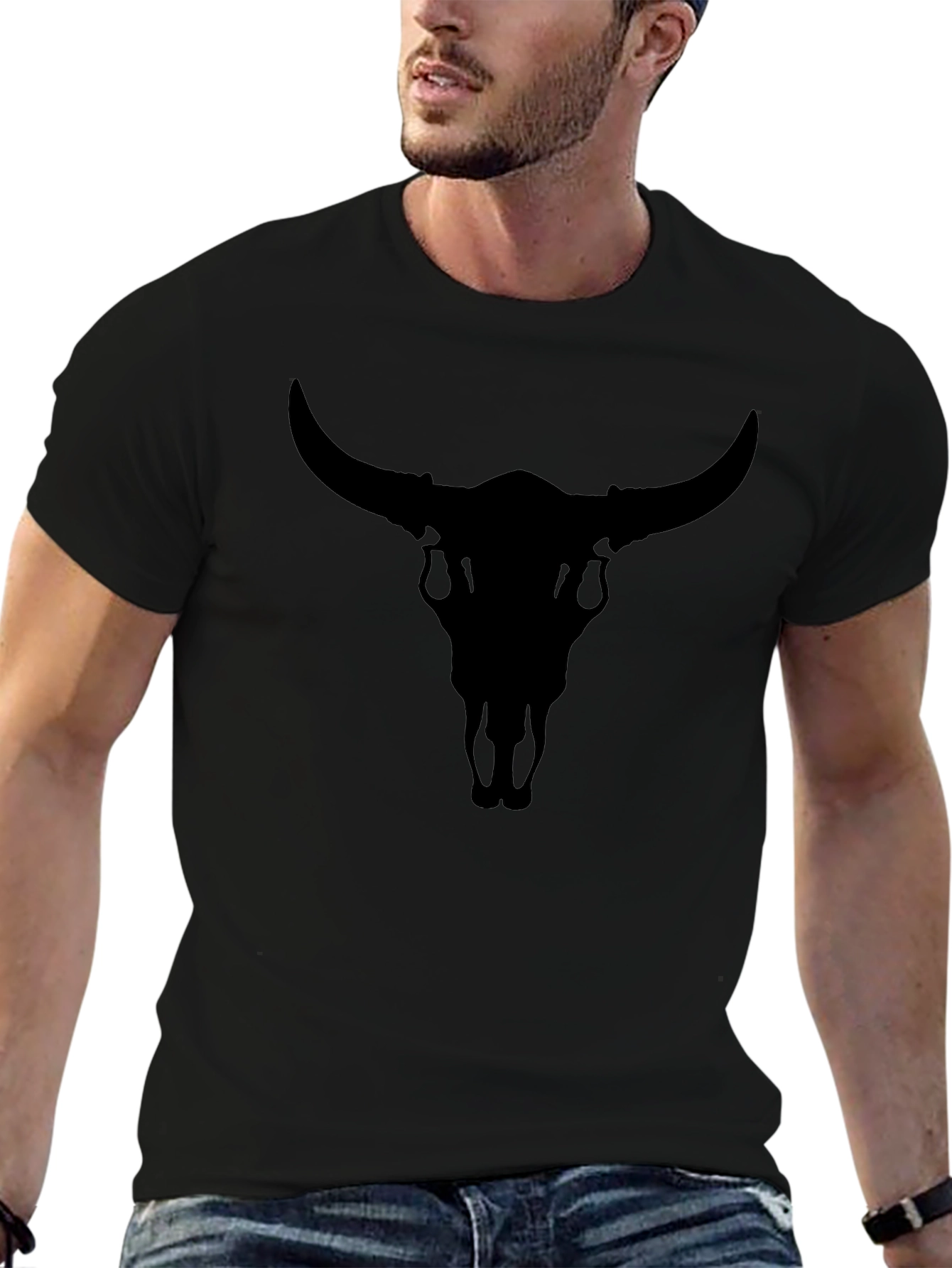 Black Bull Skull Graphic Tee