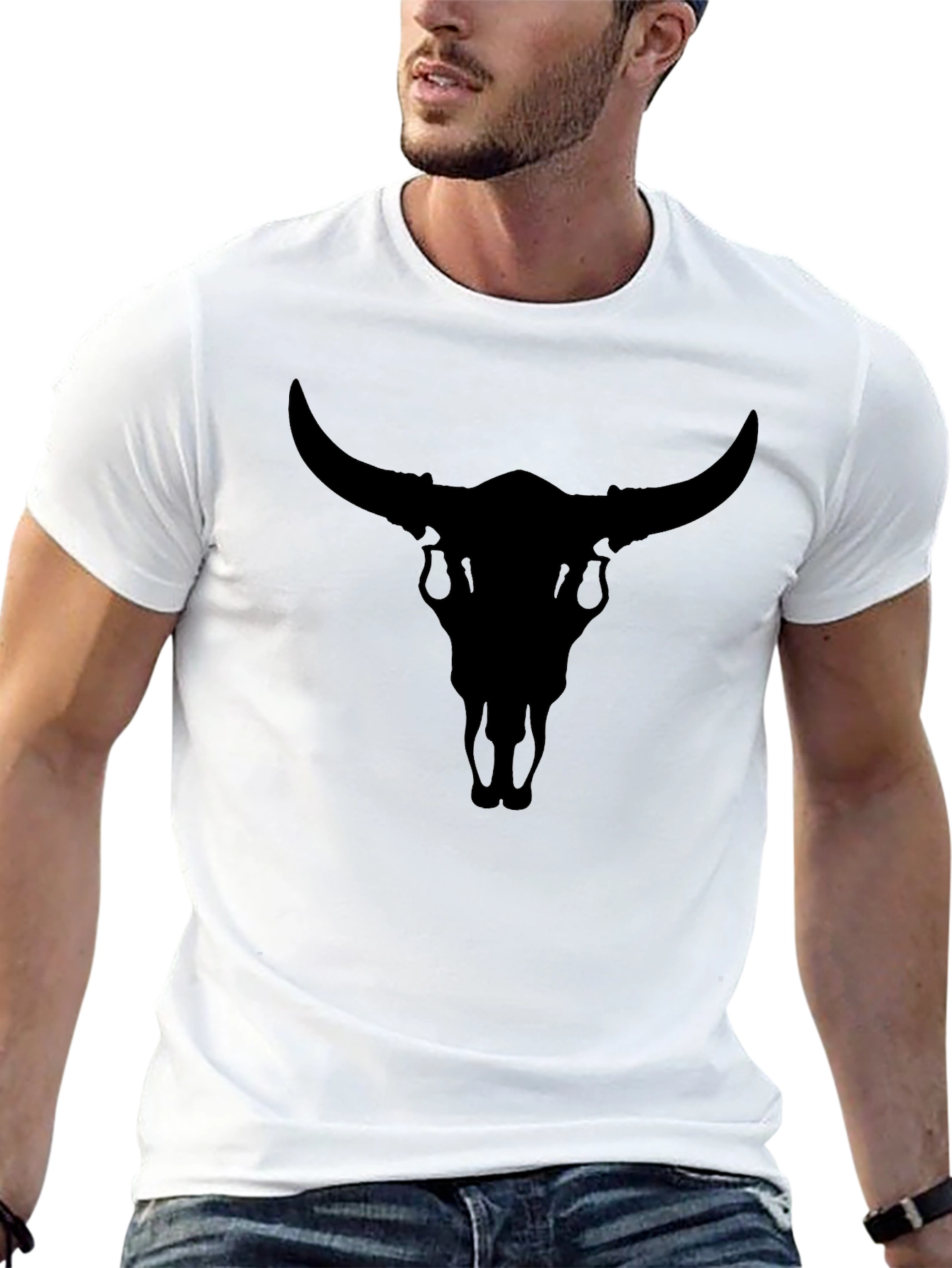 Black Bull Skull Graphic Tee