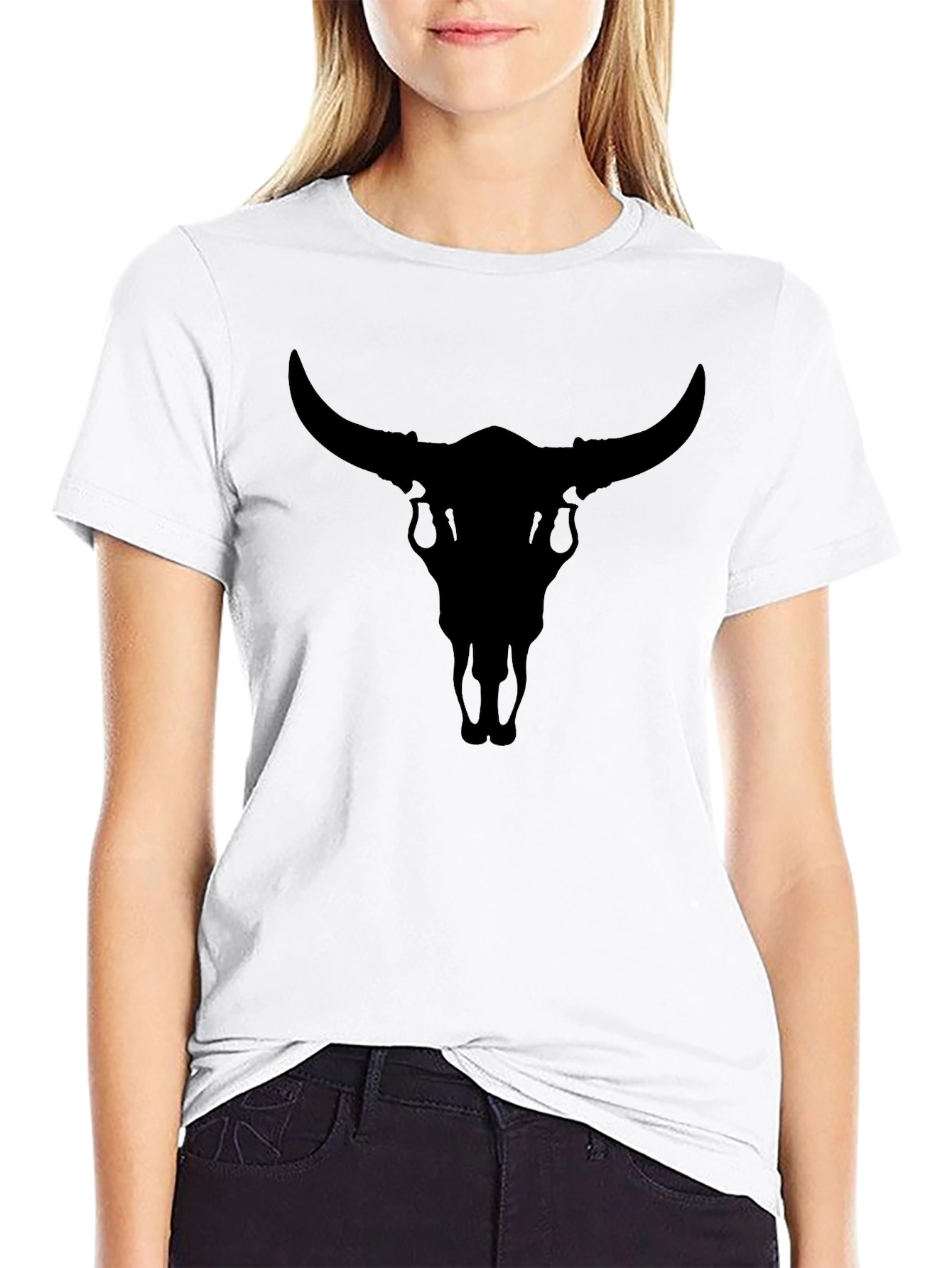 Black Bull Skull Graphic Tee