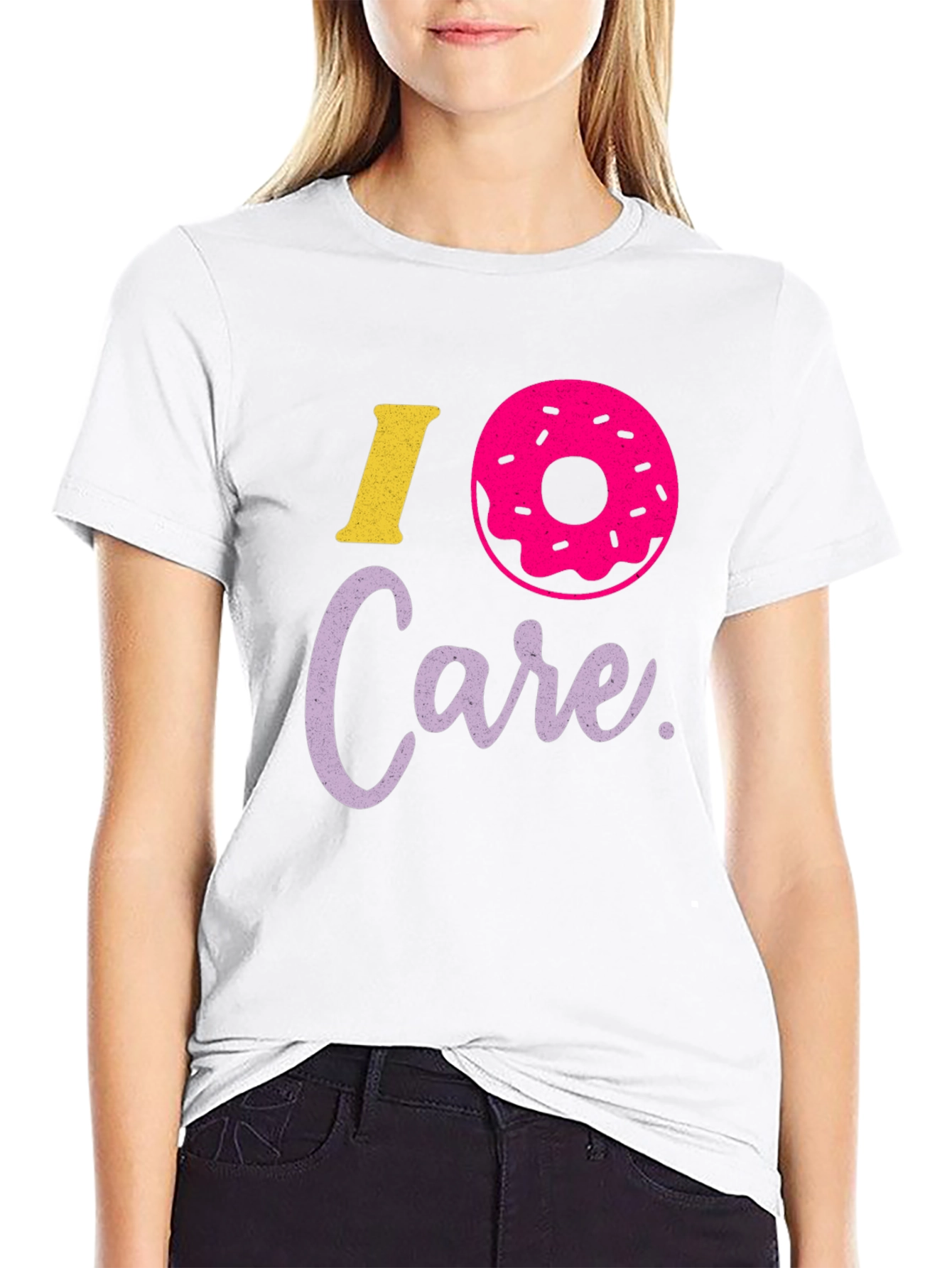 I Donut Care Black T-Shirt Graphic Print