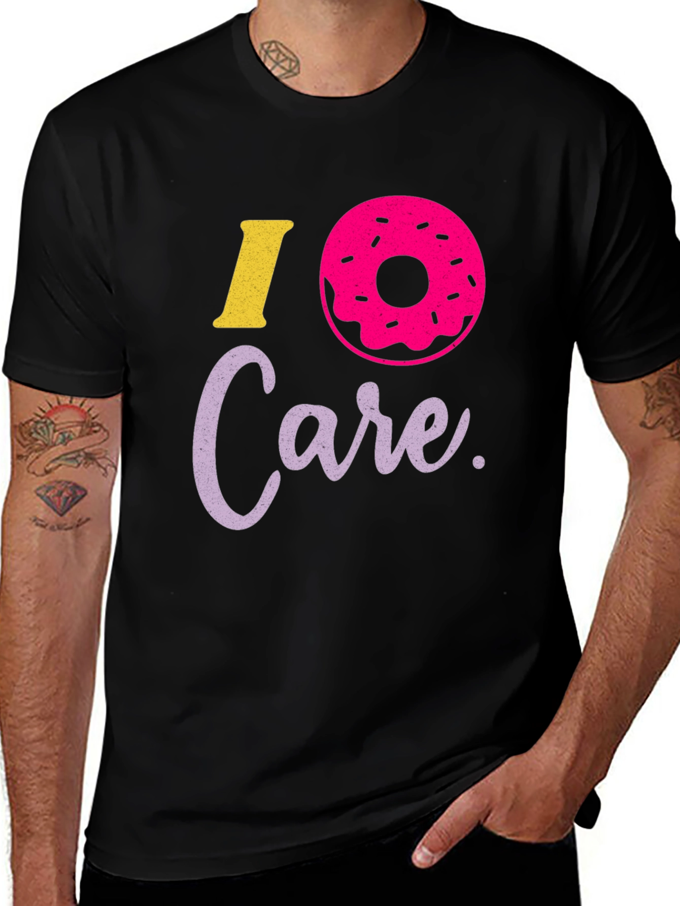 I Donut Care Black T-Shirt Graphic Print
