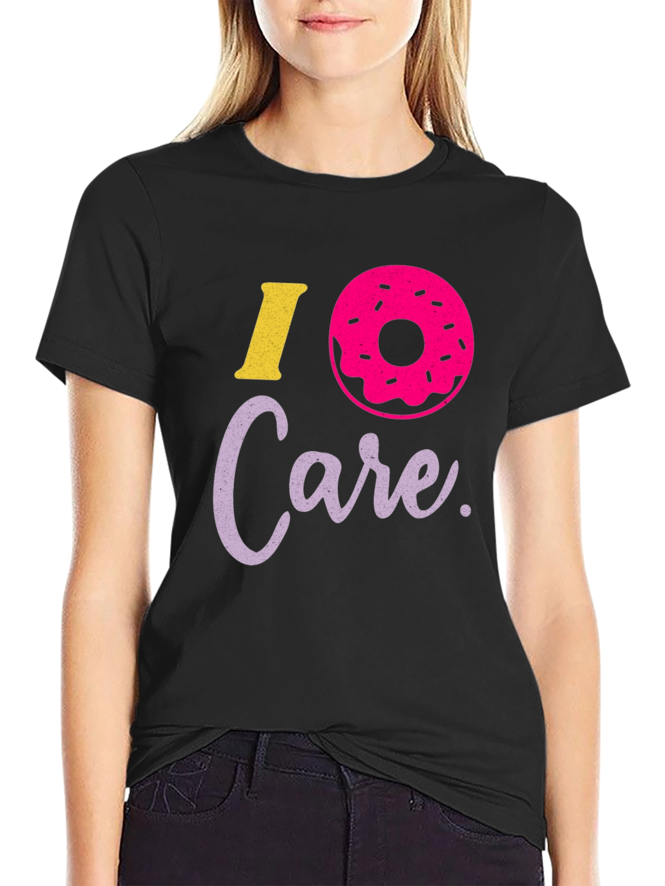 I Donut Care Black T-Shirt Graphic Print