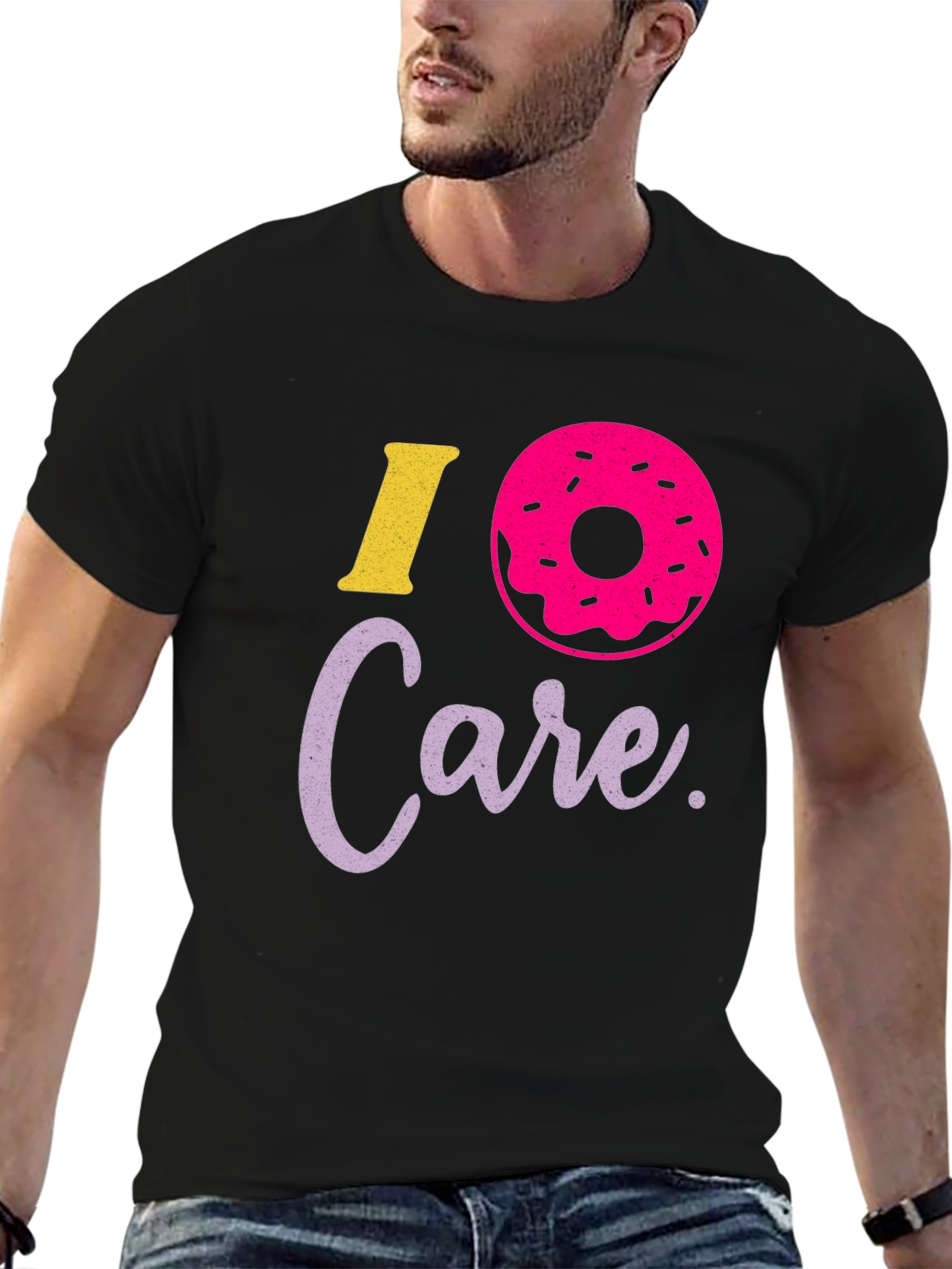 I Donut Care Black T-Shirt Graphic Print
