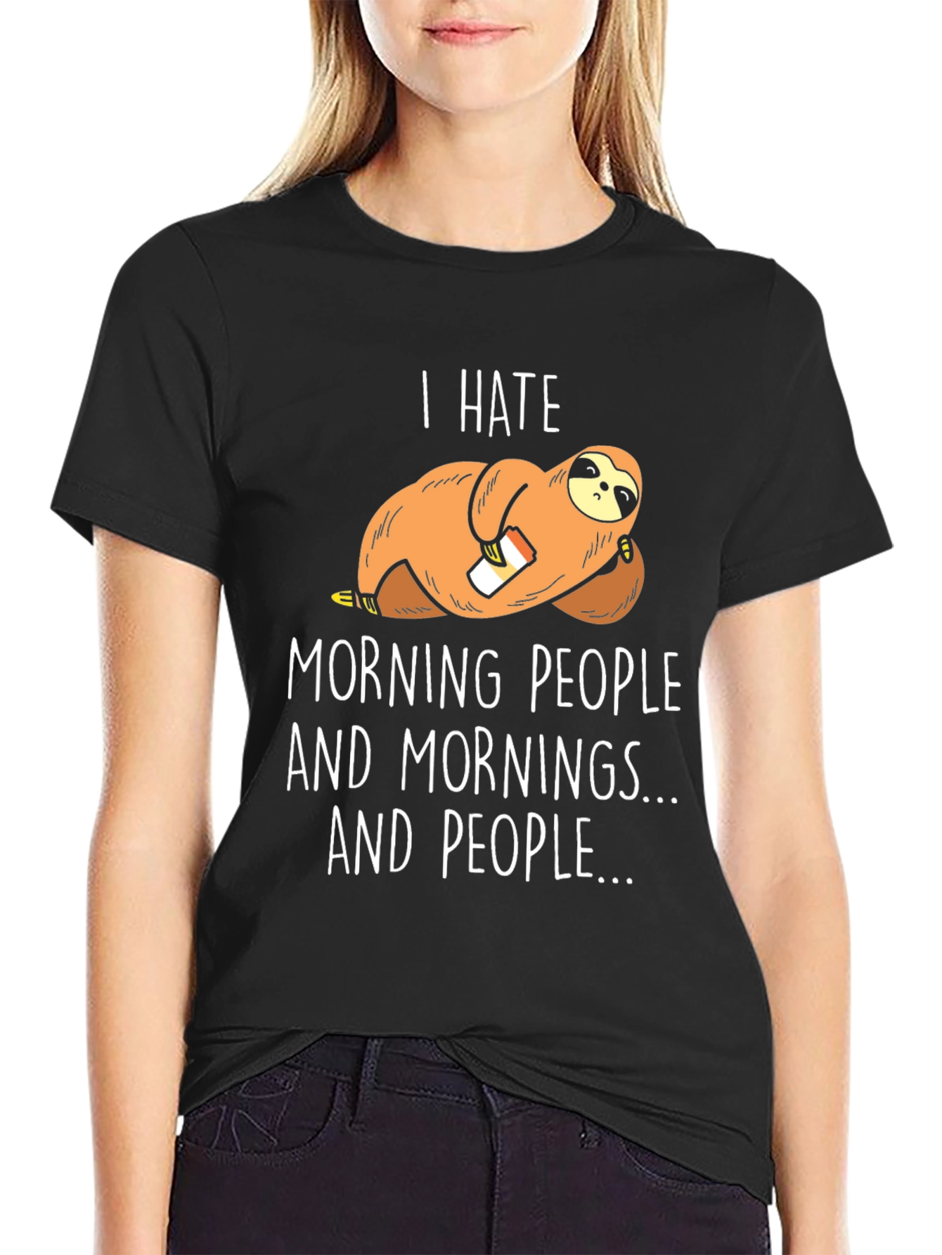 I Hate Mornings Sloth Graphic Tee - Unisex