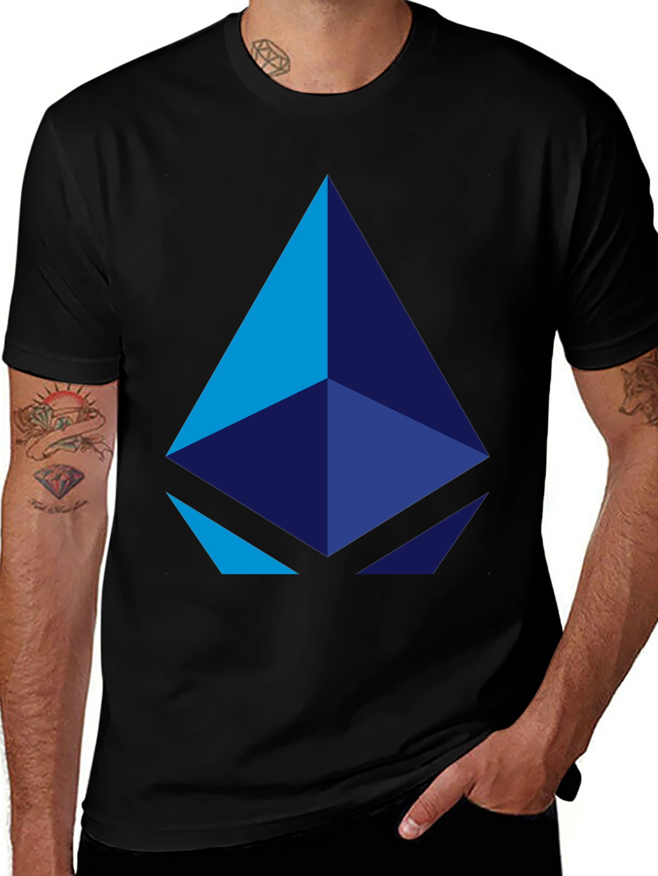 Geometric Pyramid Graphic Black T-Shirt