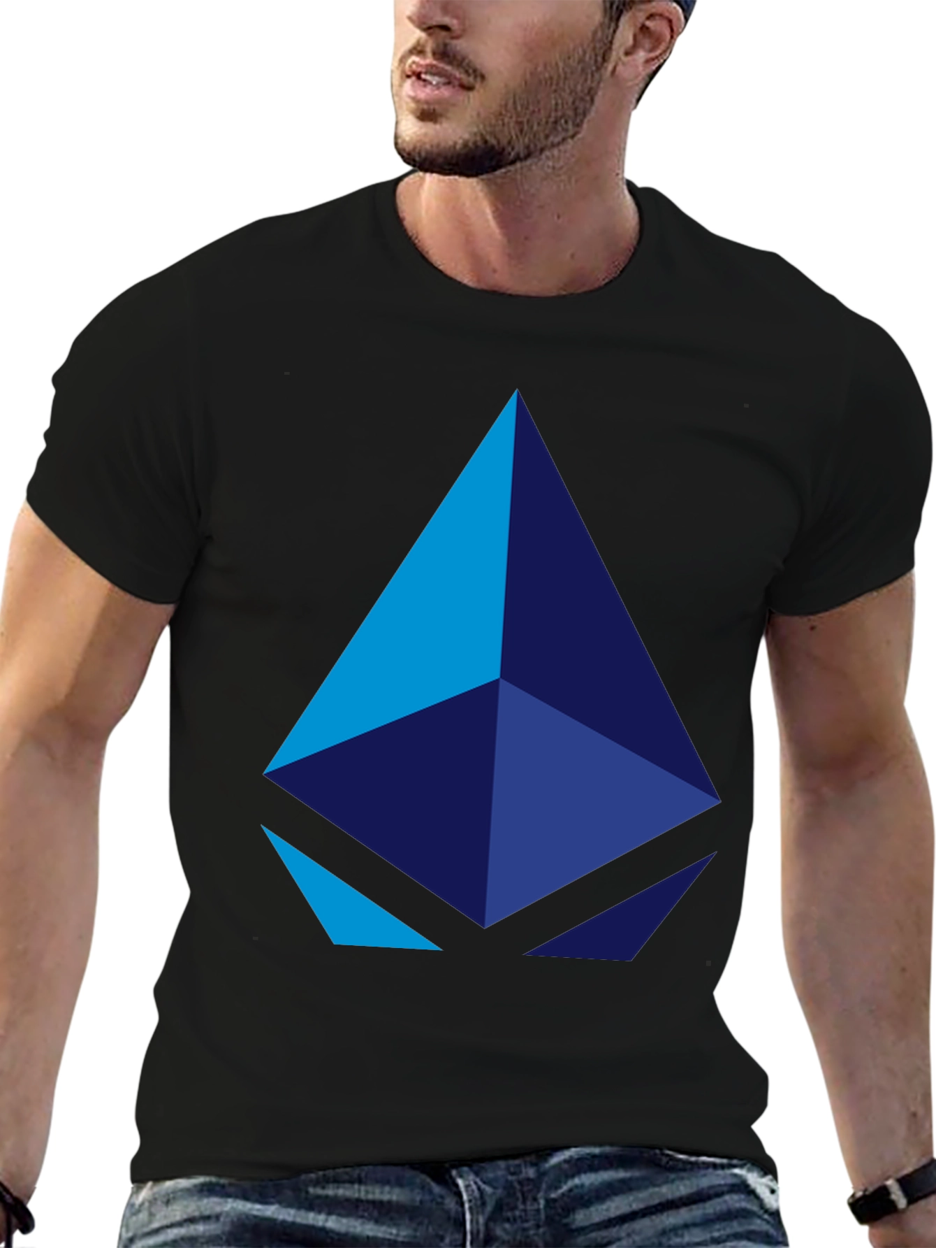 Geometric Pyramid Graphic Black T-Shirt