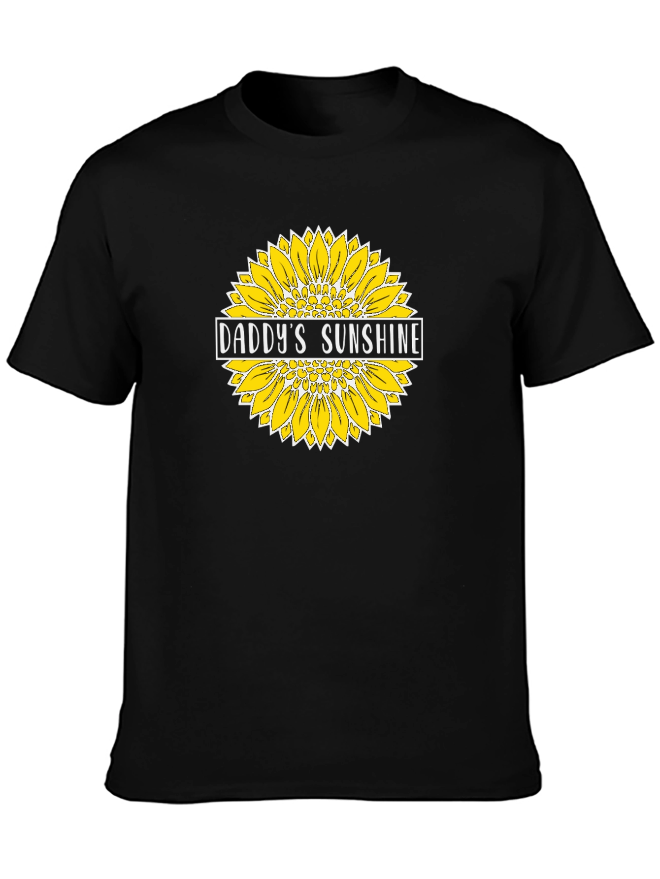 Daddys Sunshine Sunflower Graphic Tee - Black Cotton