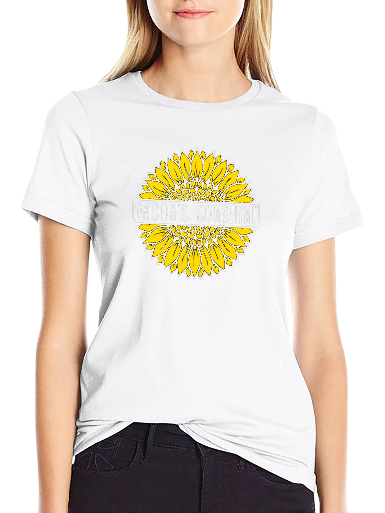 Daddys Sunshine Sunflower Graphic Tee - Black Cotton