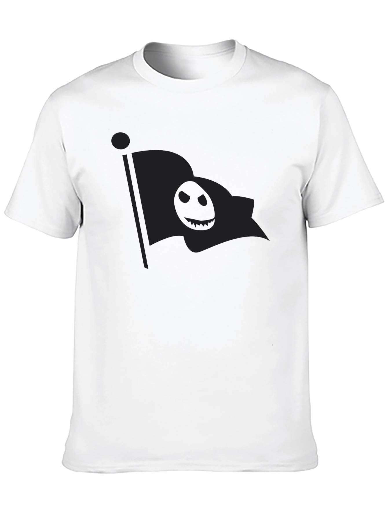 Mens Black T-Shirt with Spooky Flag Graphic